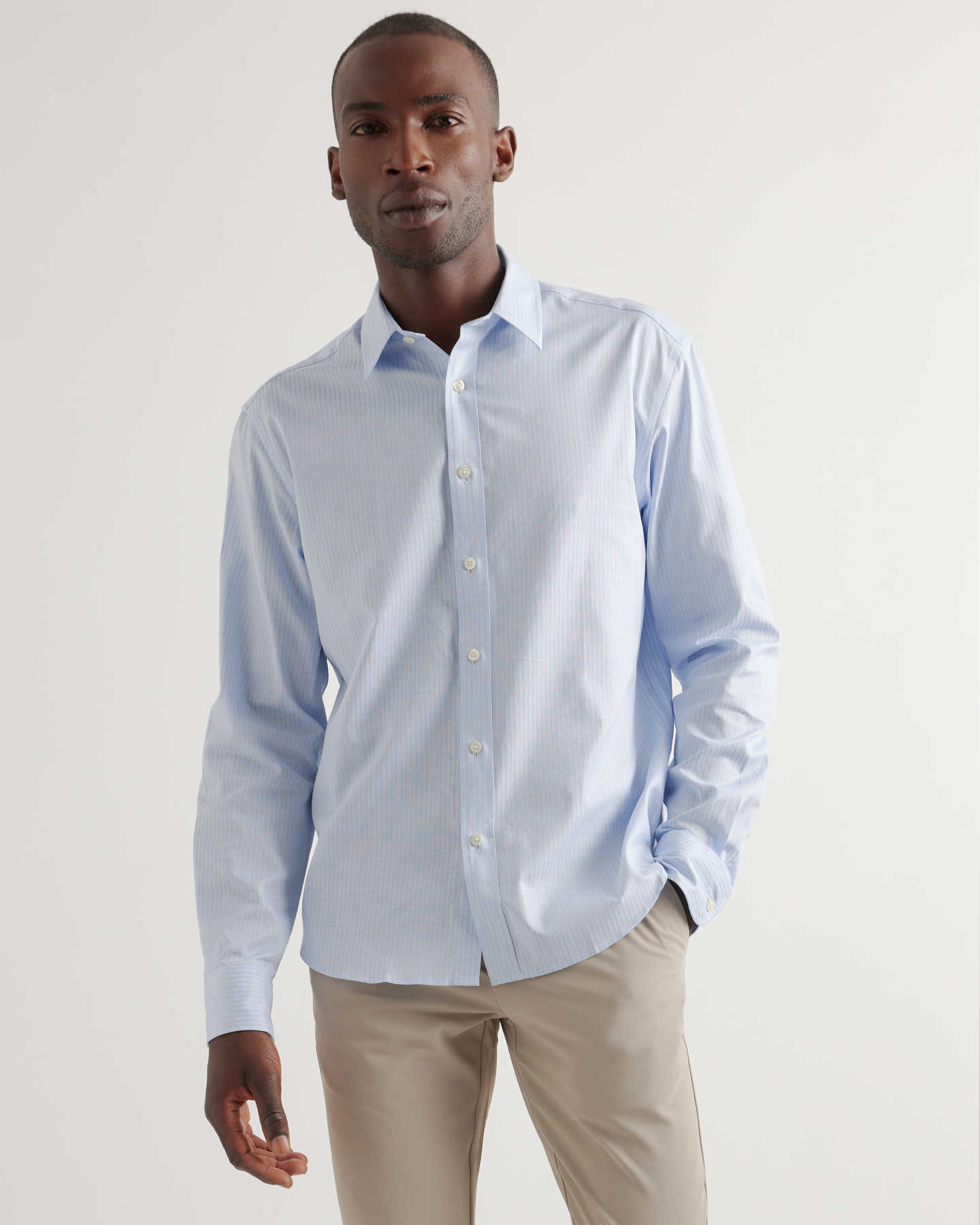 The Untucked Dress Shirt - Blue Patterned Stripes