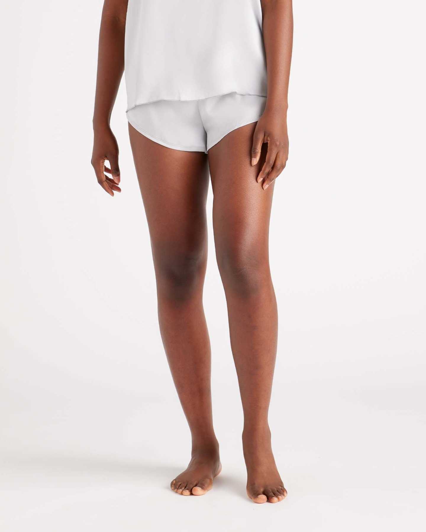 100% Washable Silk Pajama Shorts - Light Grey
