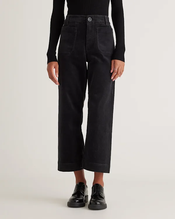 Organic Stretch Corduroy Cropped Wide Leg Pants