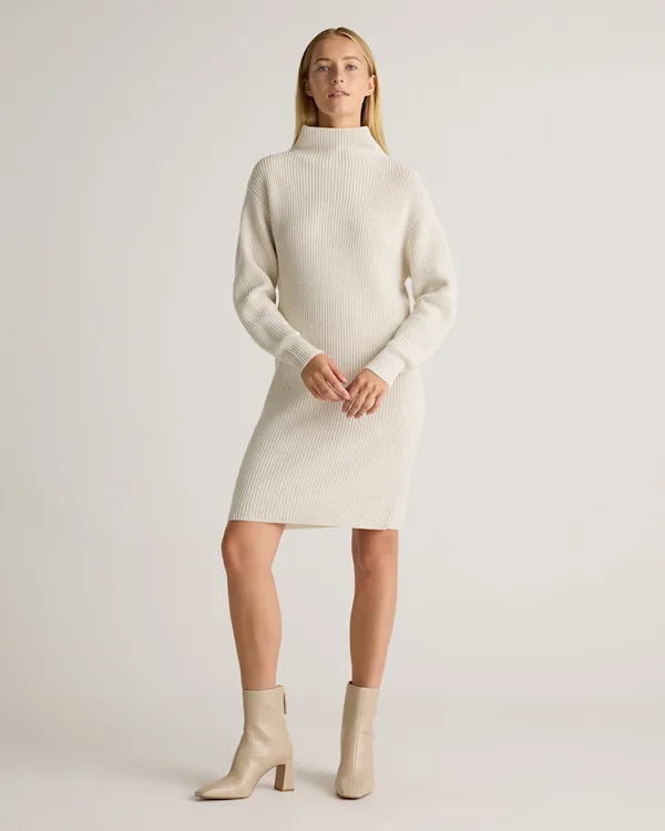 Australian Merino Wool Relaxed Turtleneck Sweater Dress