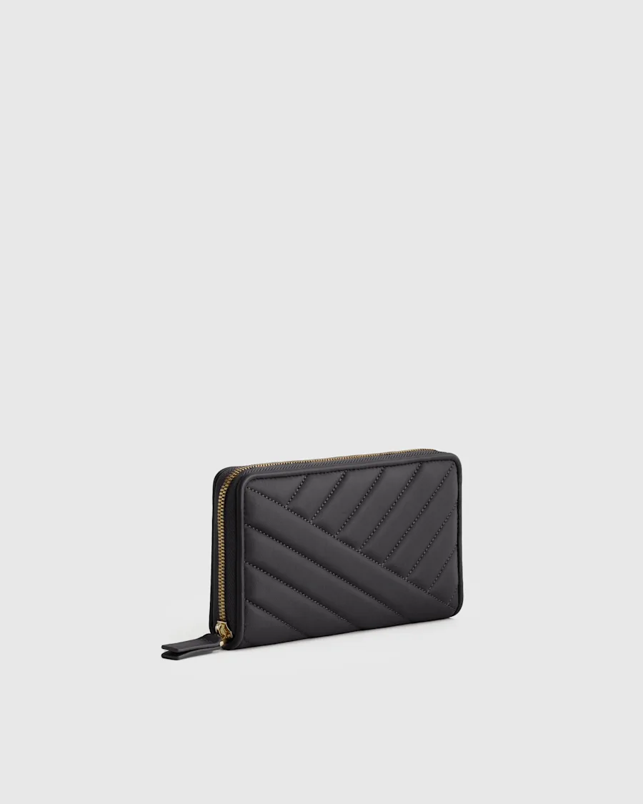 Italian Quilted Leather Continental Wallet BLK 178538