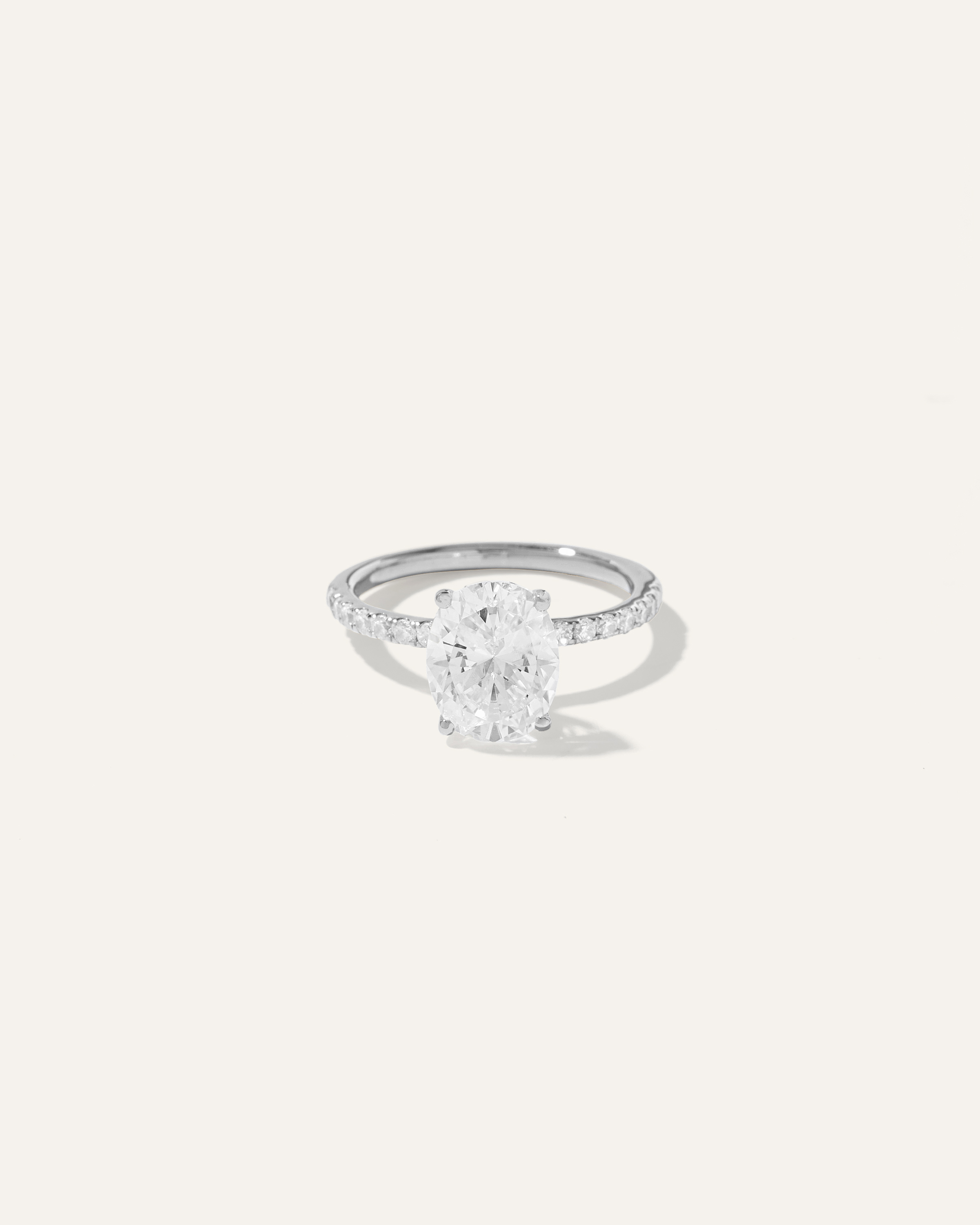 Shop Quince Women's Lab Grown Diamond Oval Petite Pave Engagement Ring In White Gold
