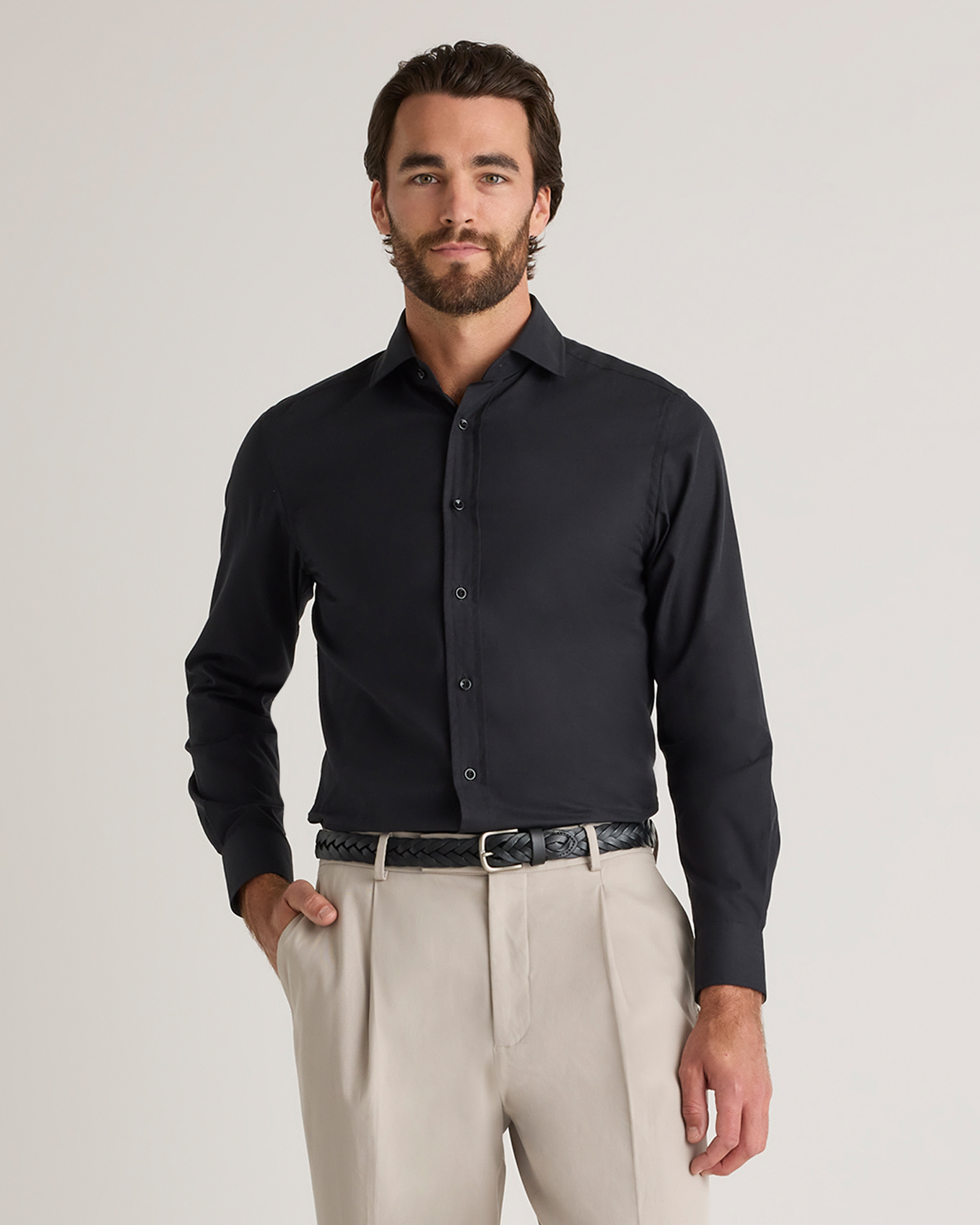 Shop Quince Men's Cashmere Dress Shirt In Black