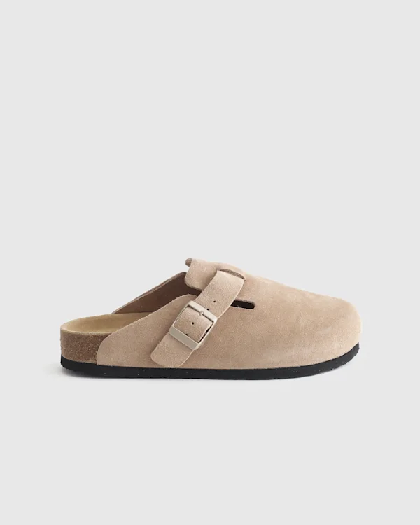 Water Repellent Suede Clog Mule