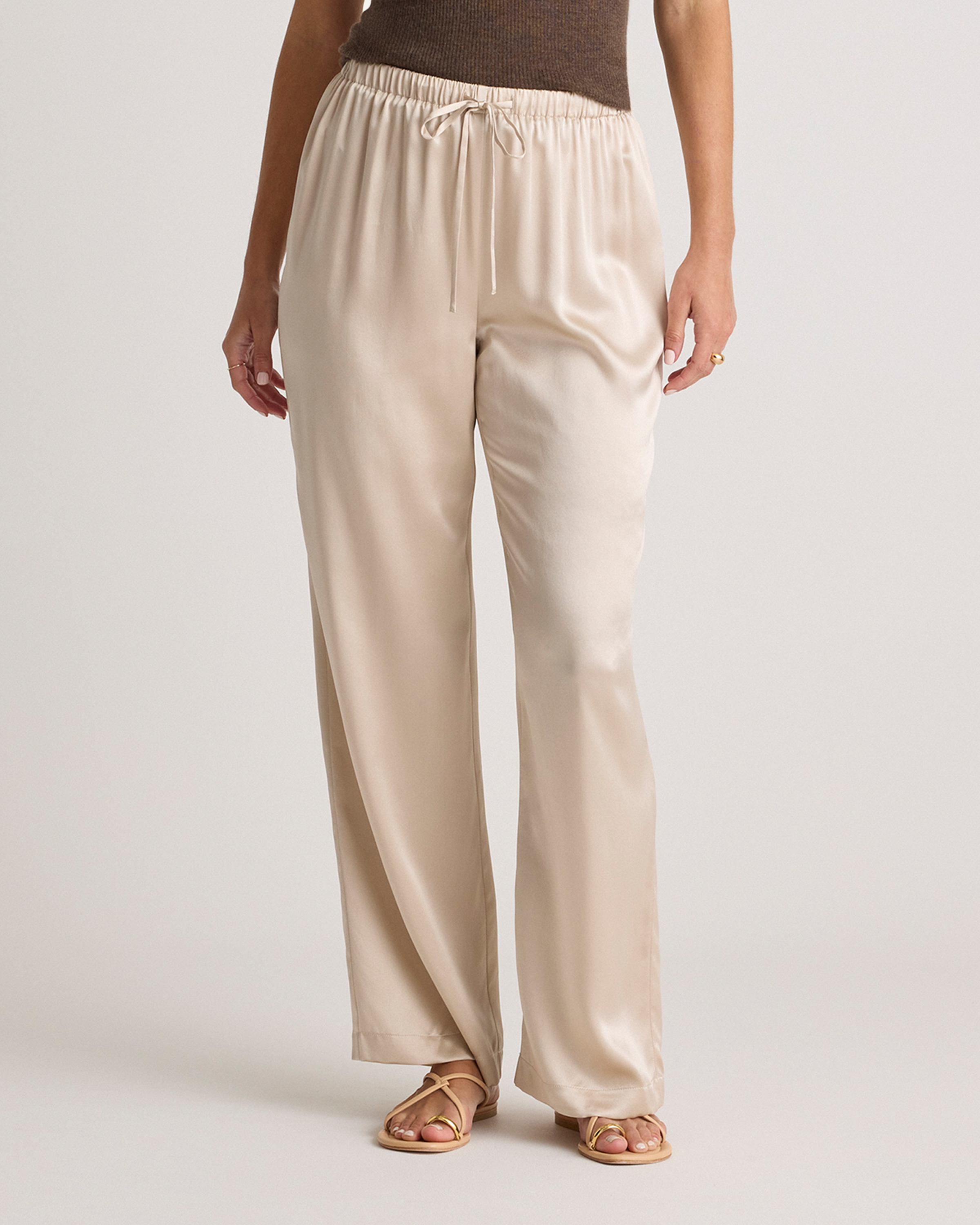 Shop Quince Women's Drawstring Wide Leg Pants In Champagne