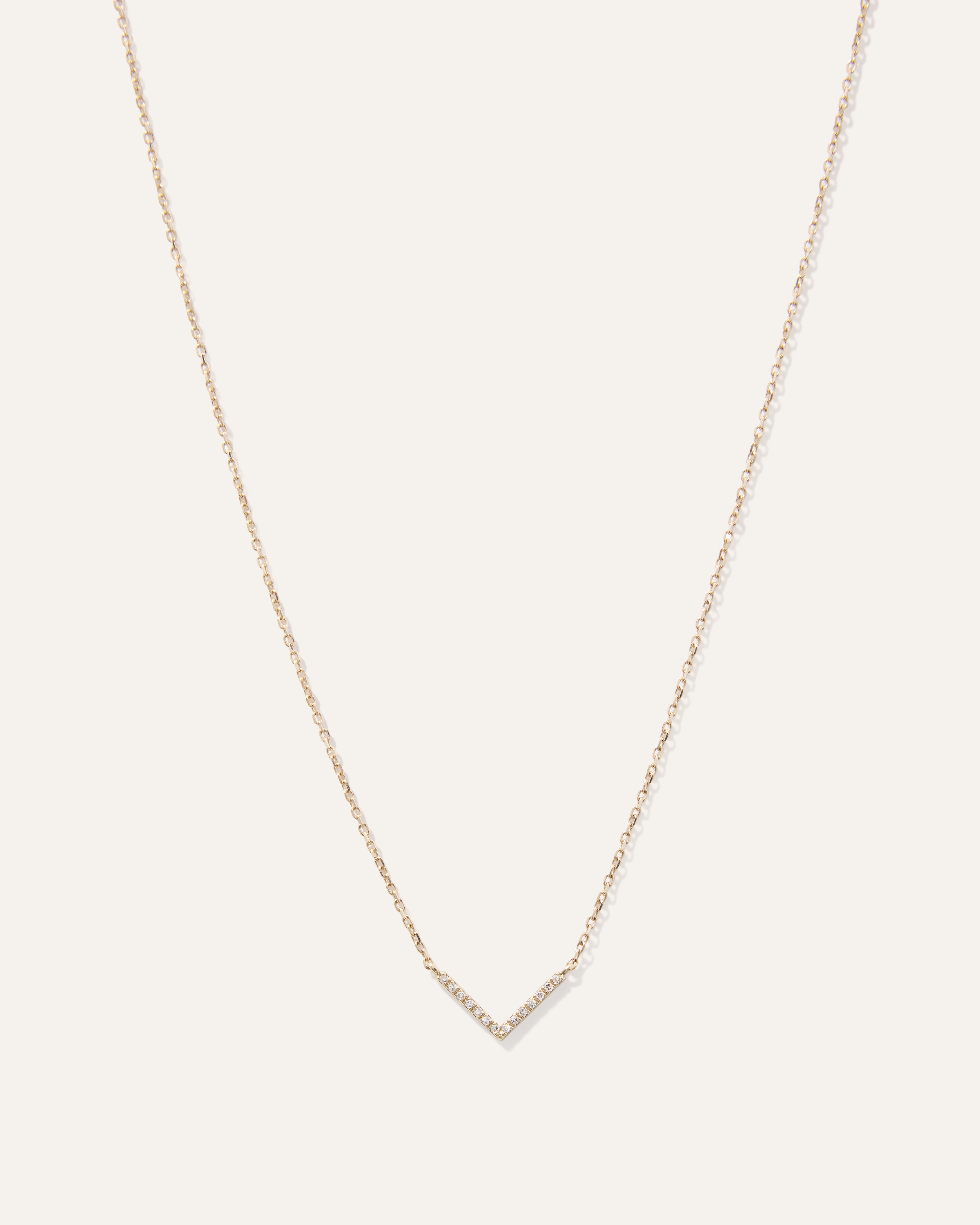 Quince Women's 14k Gold Diamond V Necklace