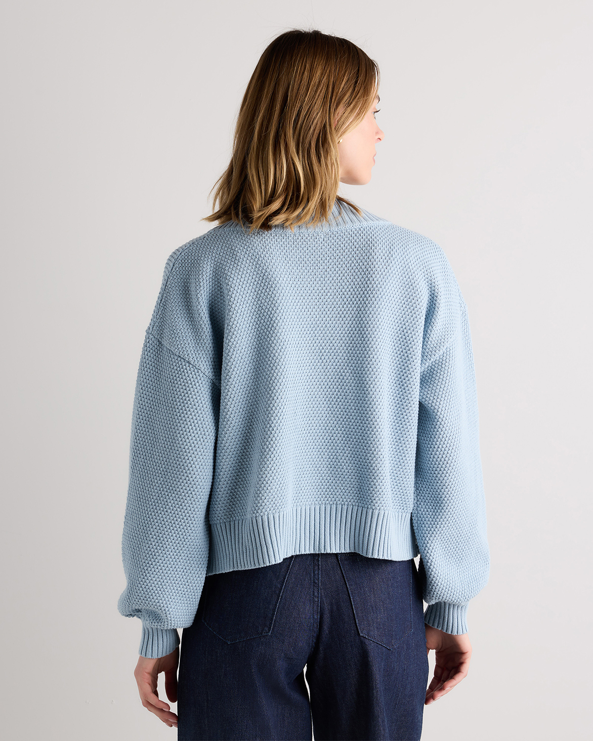 100% Organic Cotton Waffle Stitch Open Cardigan - thumbnail 6