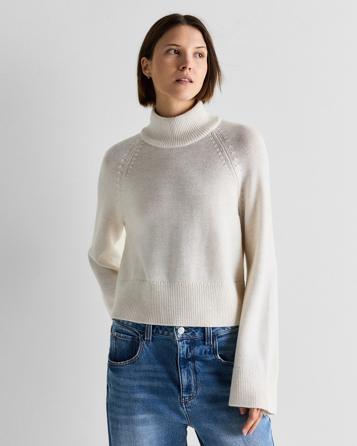 Australian Merino Wool Cropped Mock Neck Sweater