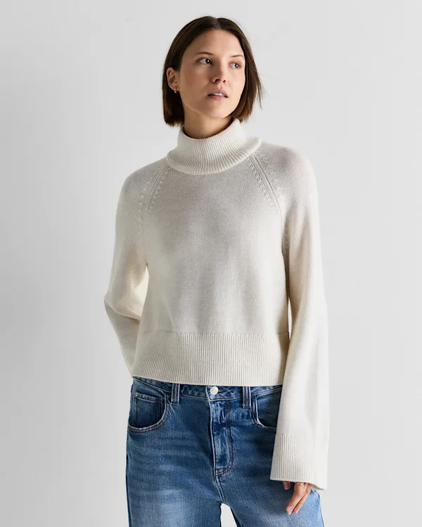 Australian Merino Wool Cropped Mock Neck Sweater