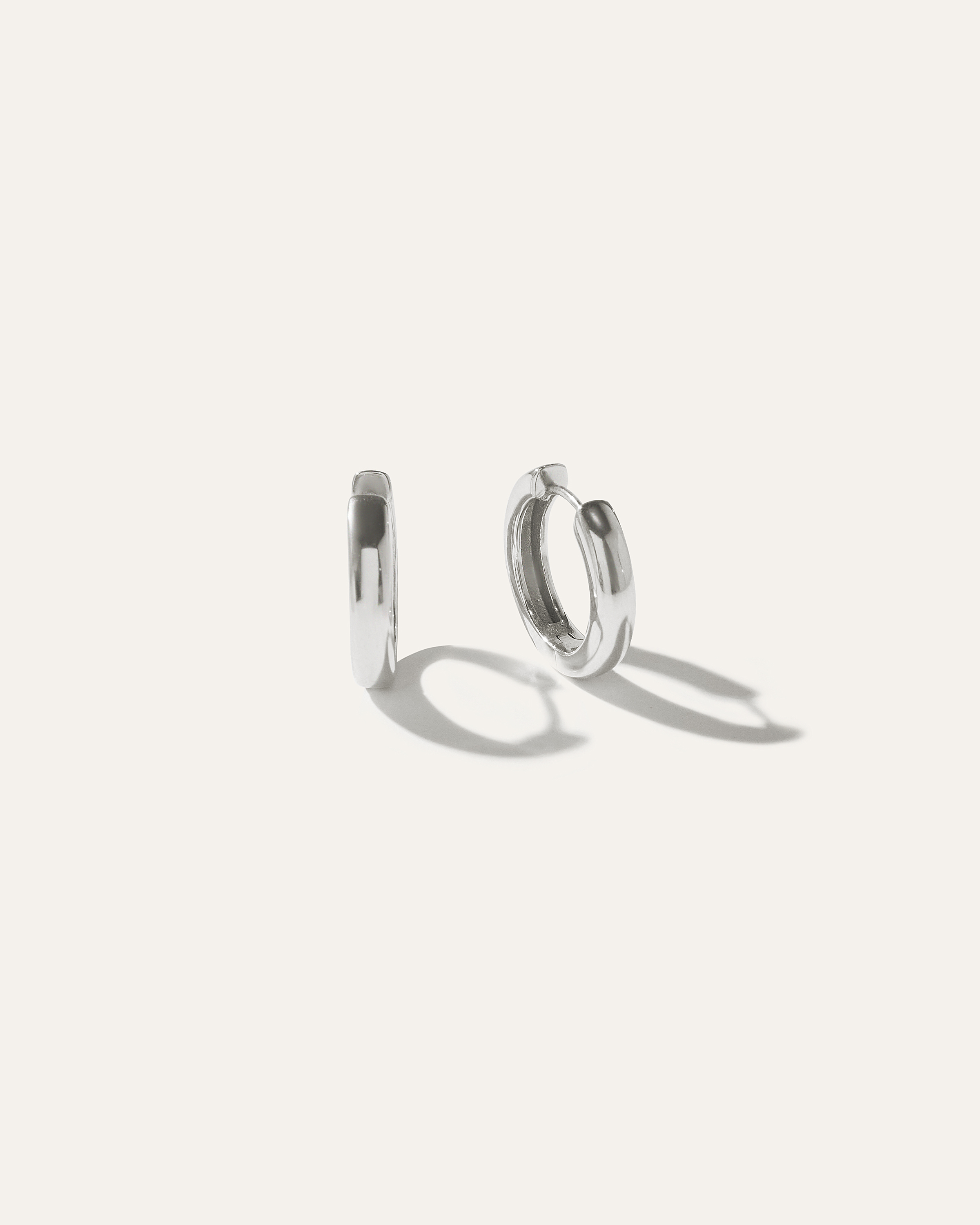 Quince Women's Silver Slim Huggie Hoop Earrings In Metallic