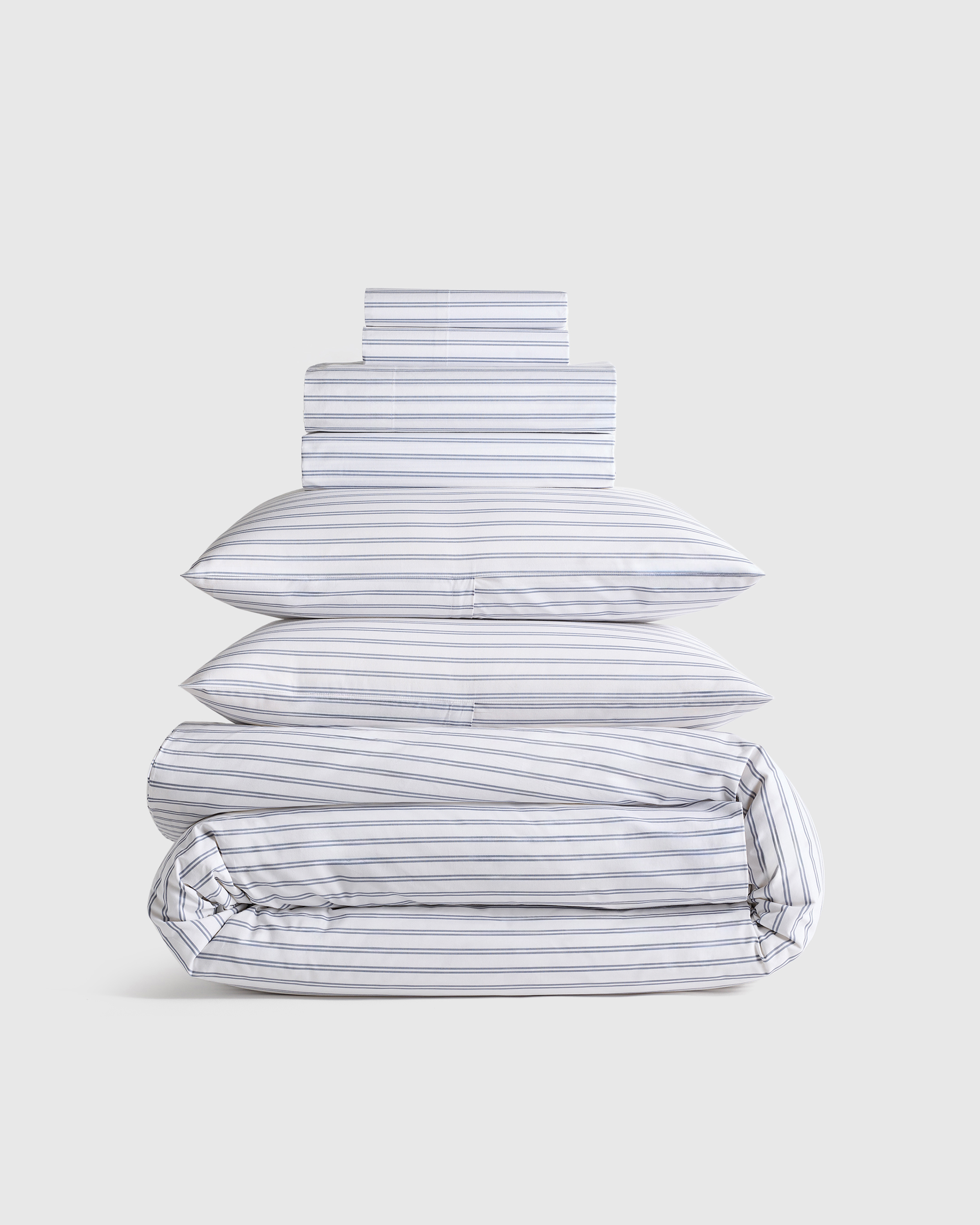 Classic Organic Percale Double Stripe Deluxe Bedding Bundle