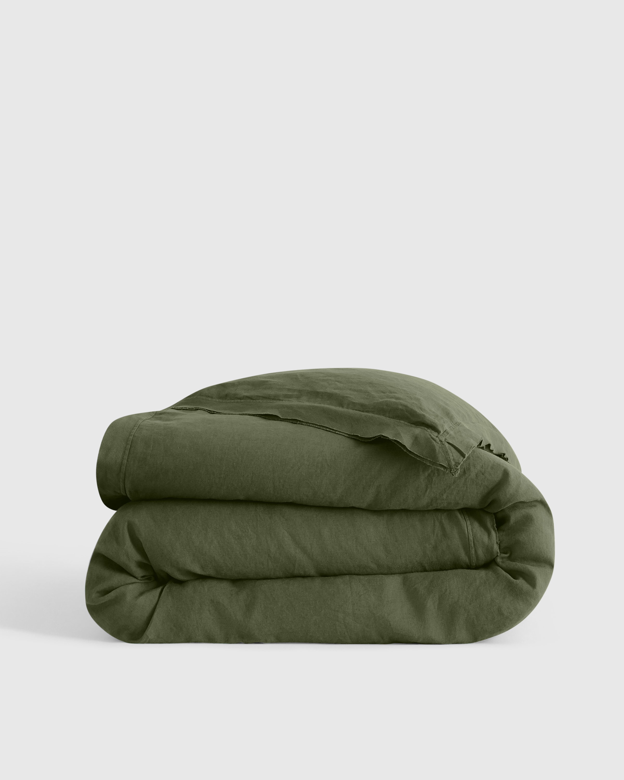 European Linen Double Flange Duvet Cover in Dusty Olive