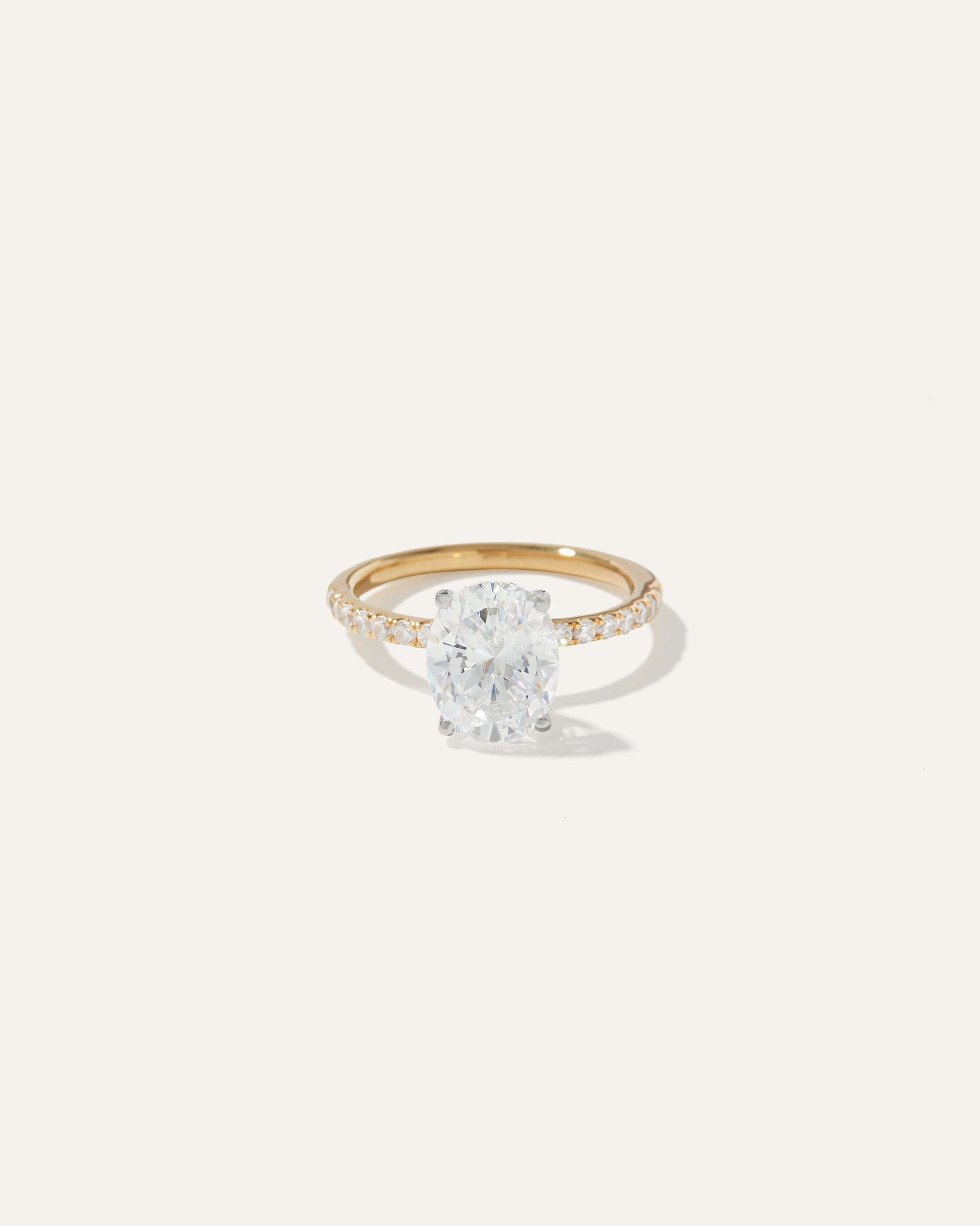 Shop Quince Women's Lab Grown Diamond Oval Petite Pave Engagement Ring In Yellow Gold