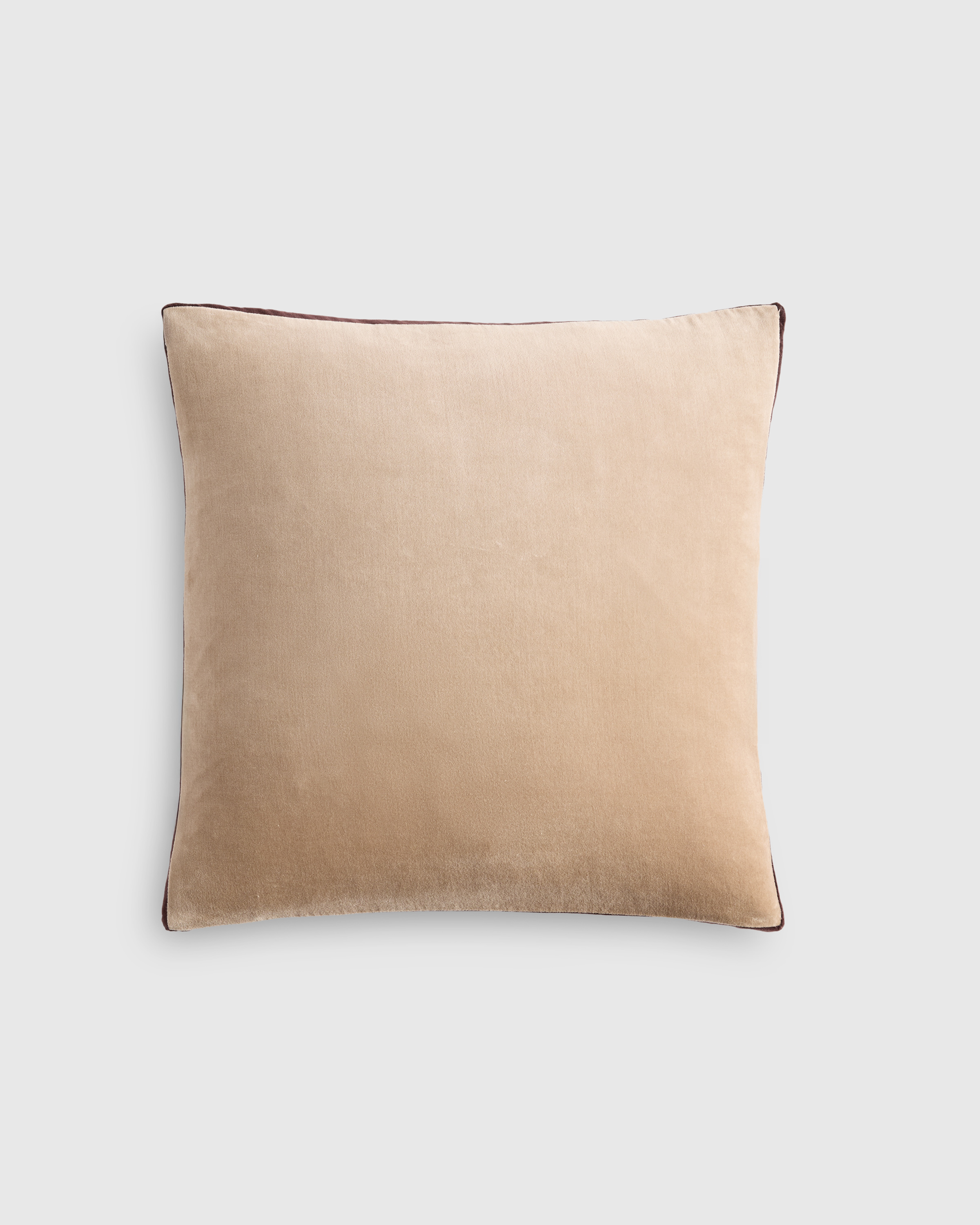 Contrast Velvet Edge Pillow Cover in Taupe/Espresso 12x20
