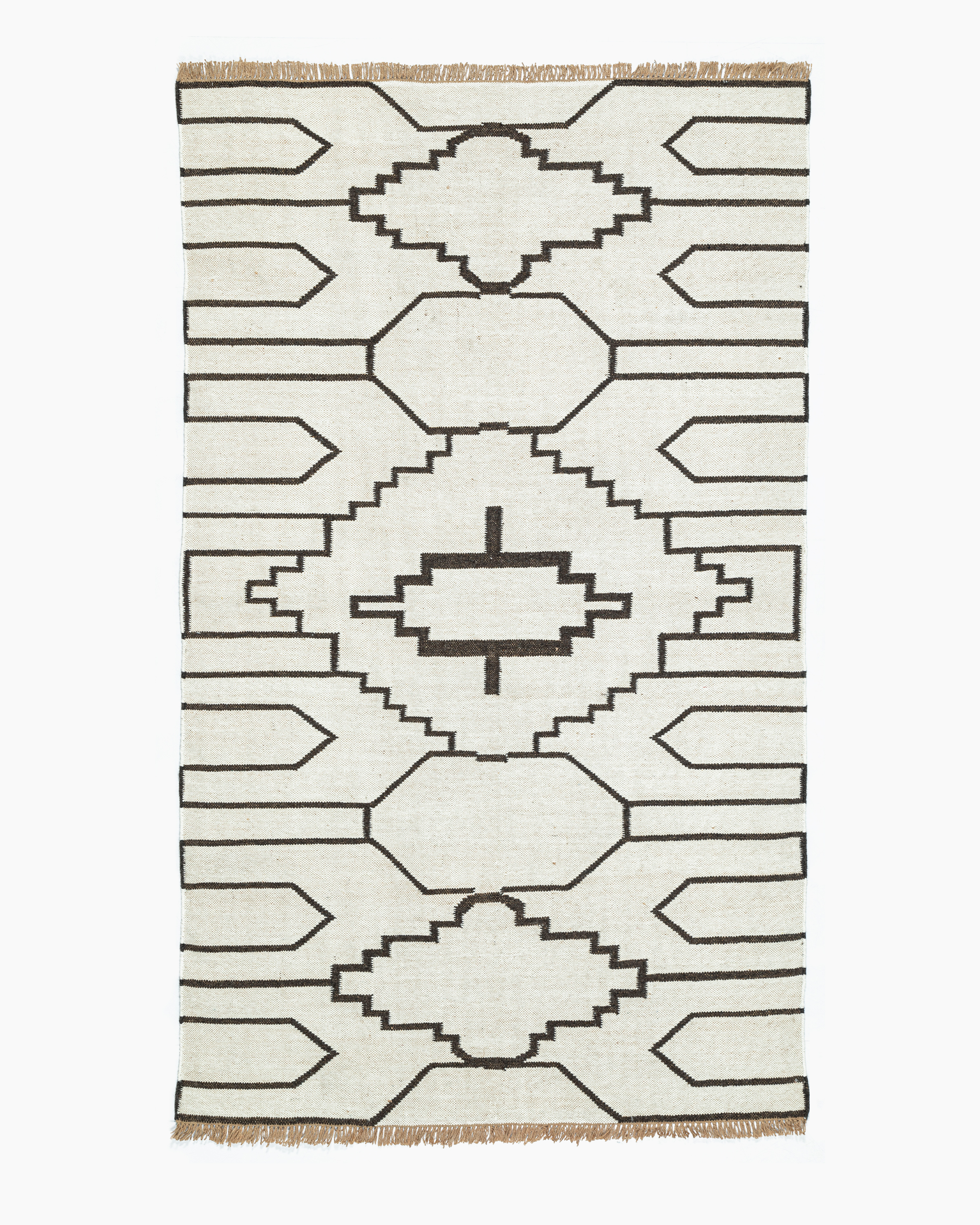 Quince Kezia Wool Flatweave Rug In White/hickory