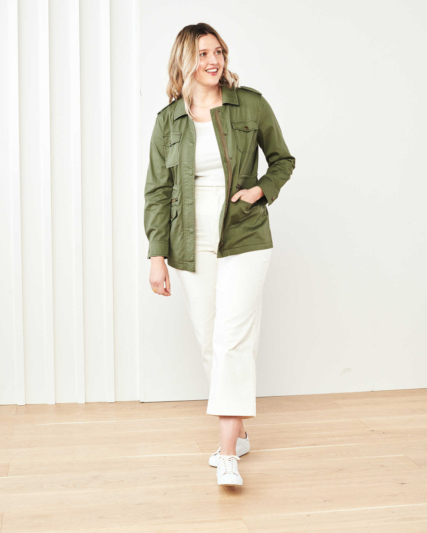 Cotton Twill Utility Jacket - Olive