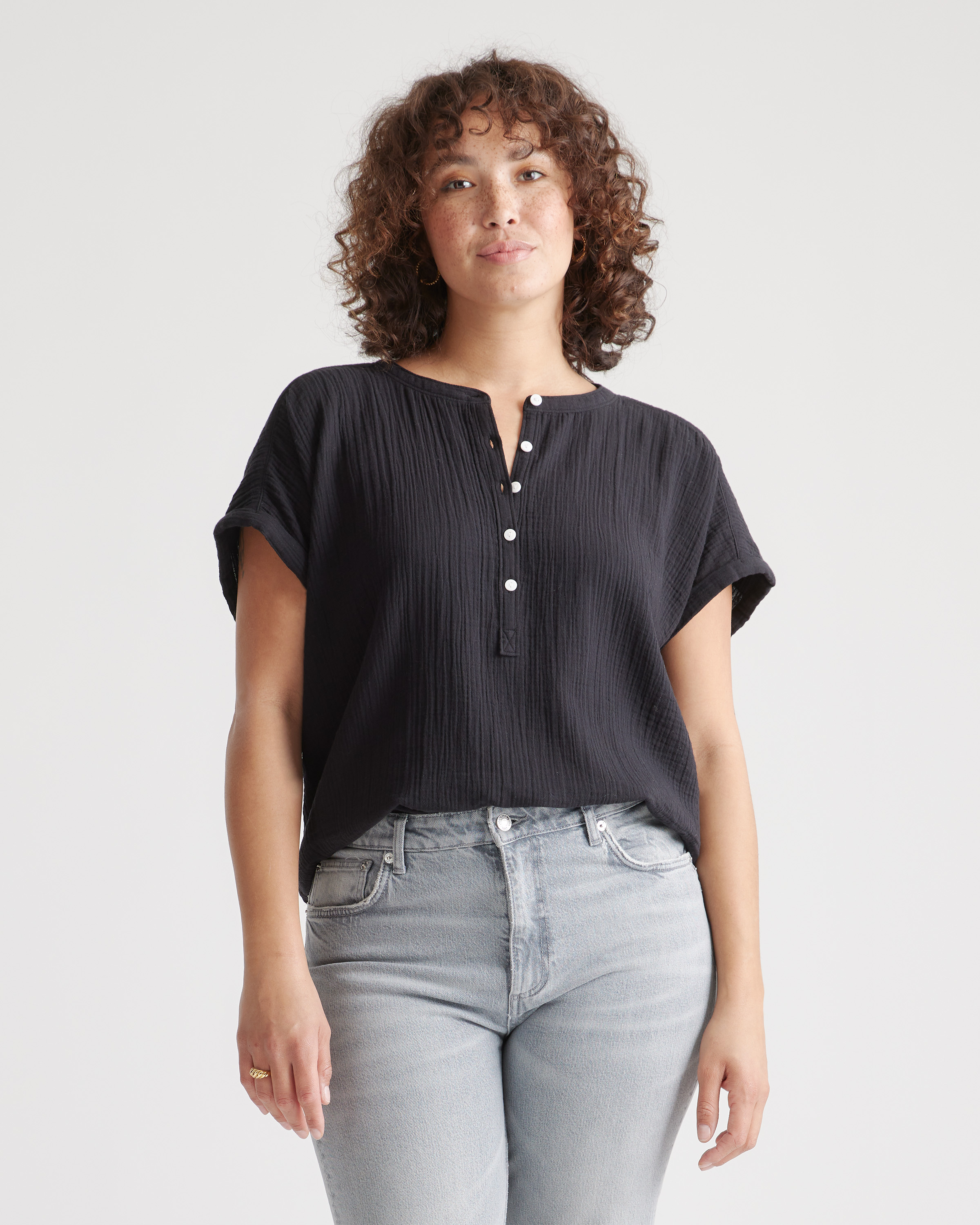 Black short sleeve sales blouse