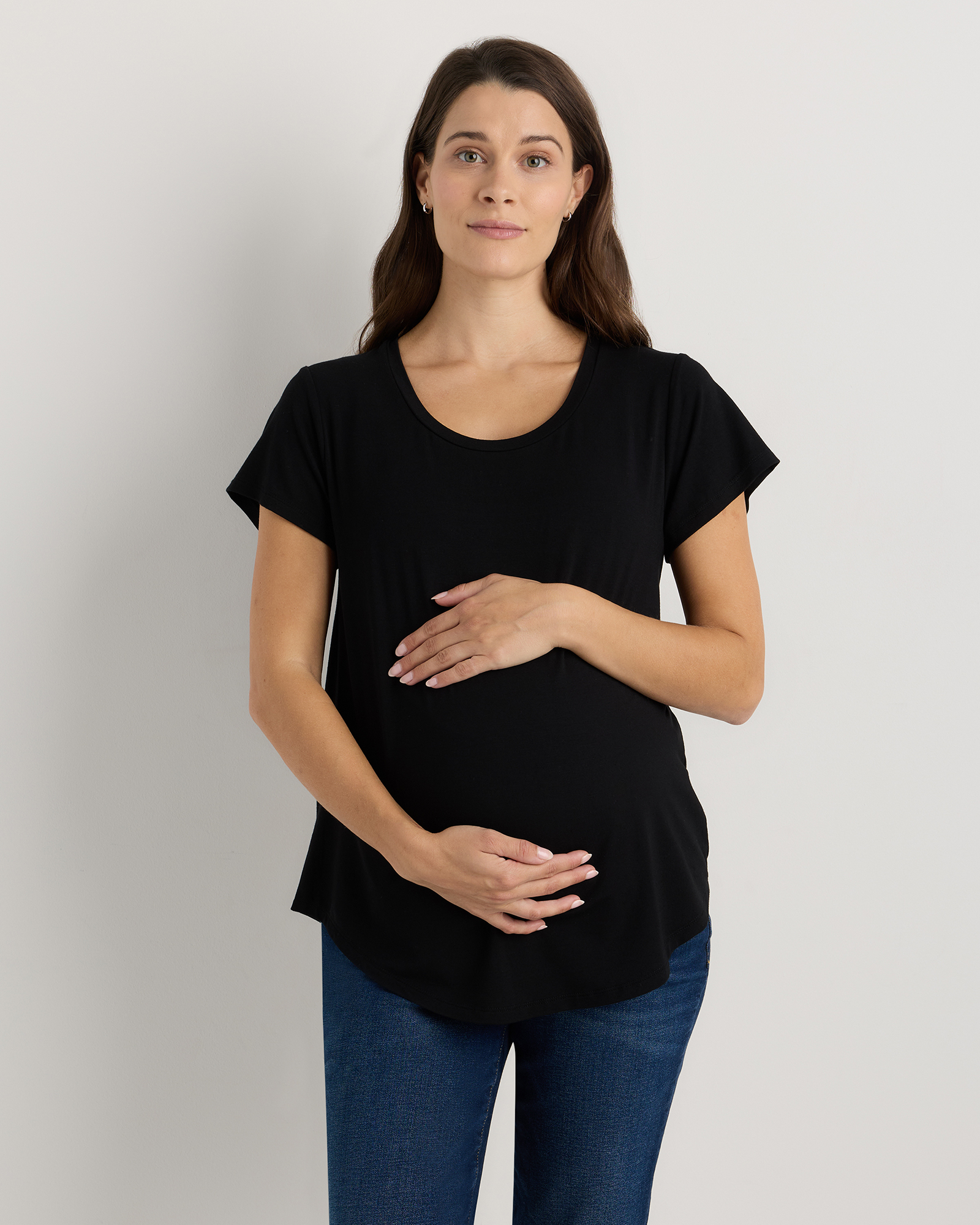 Bamboo Jersey Nursing Scoop Neck Tee 