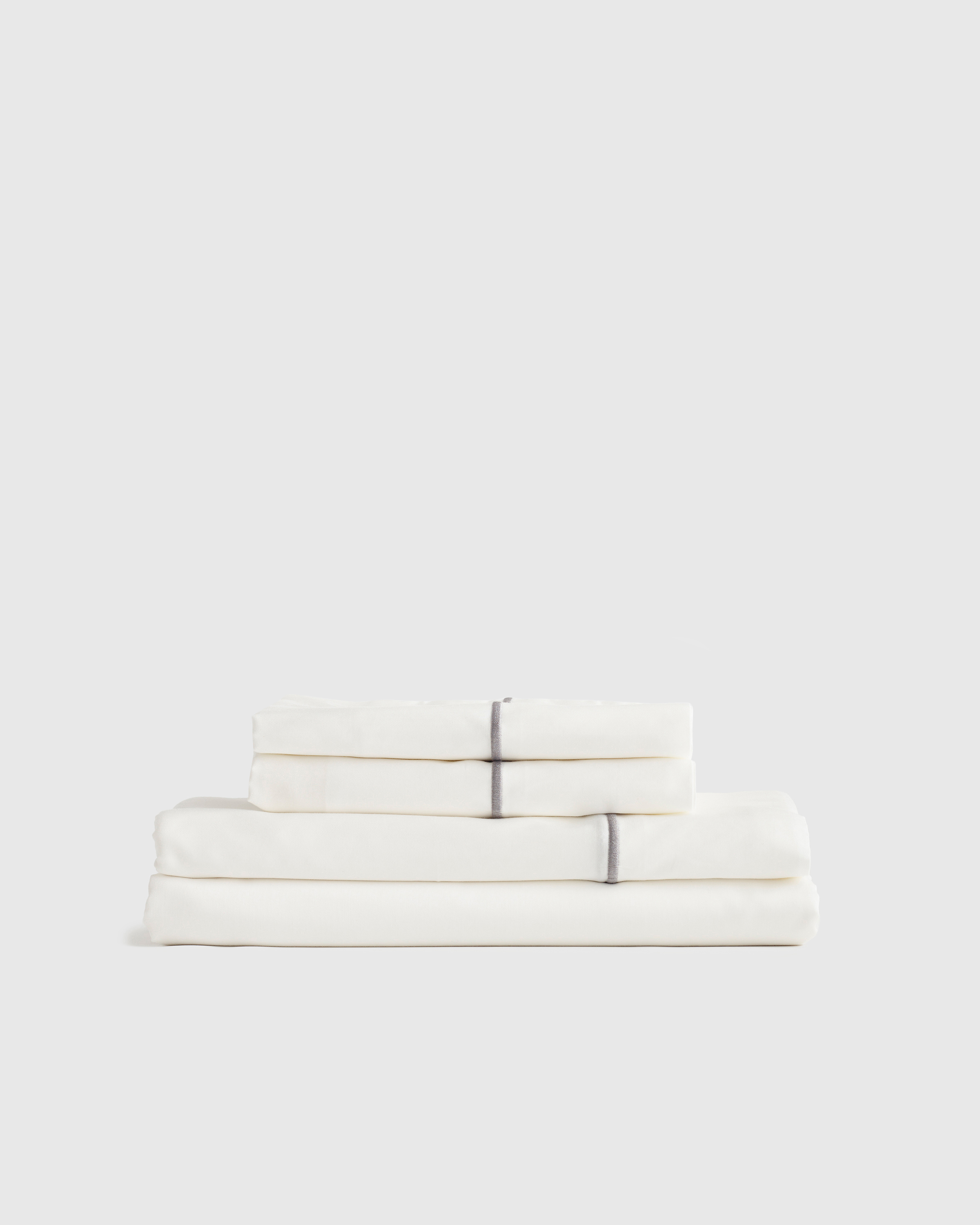 Luxury Organic Sateen Embroidered Sheet Set in Navy