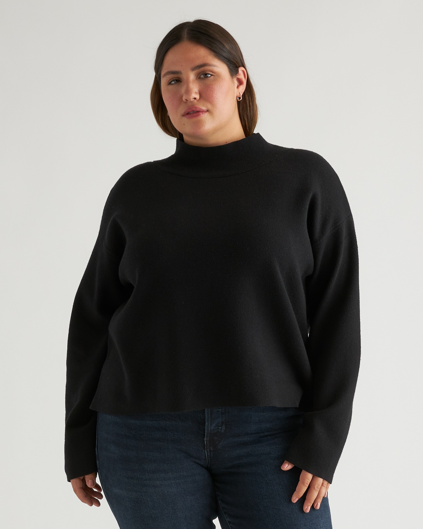 Eco-Knit Milano Stitch Mock Neck Pullover