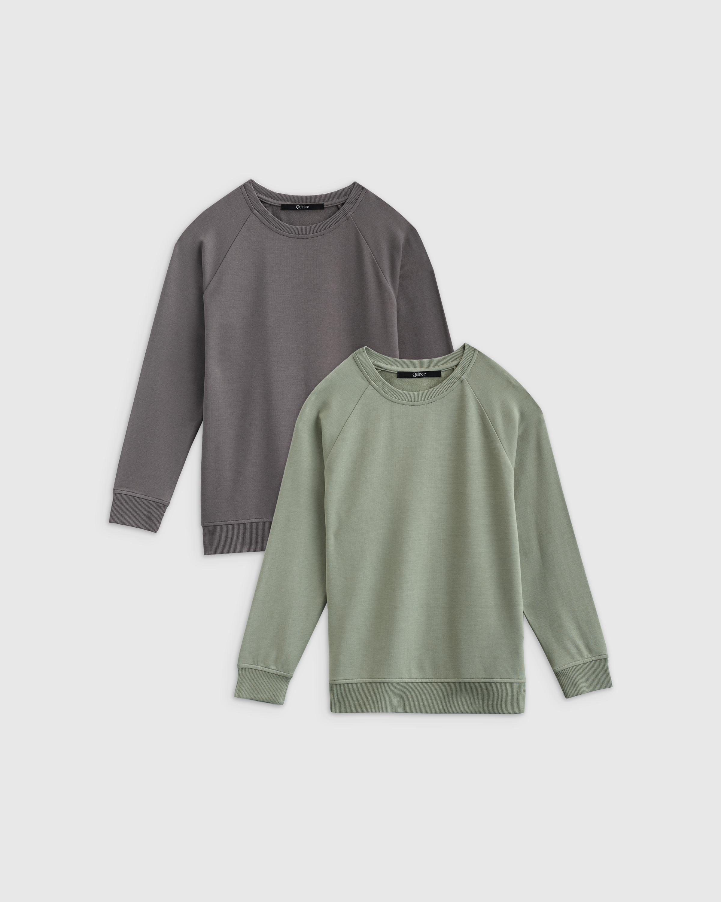Shop Quince French Terry Modal Crewneck Sweatshirt 2-pack In Grey/iceburg Green