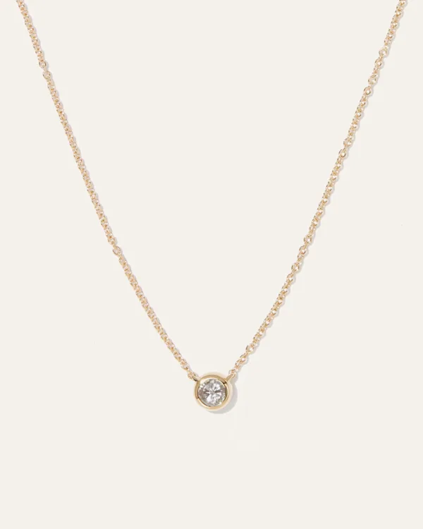 14K Gold Diamond Bezel Necklace