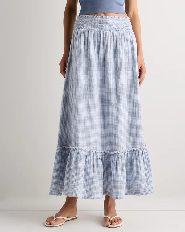 100% Organic Cotton Gauze Smocked Maxi Skirt