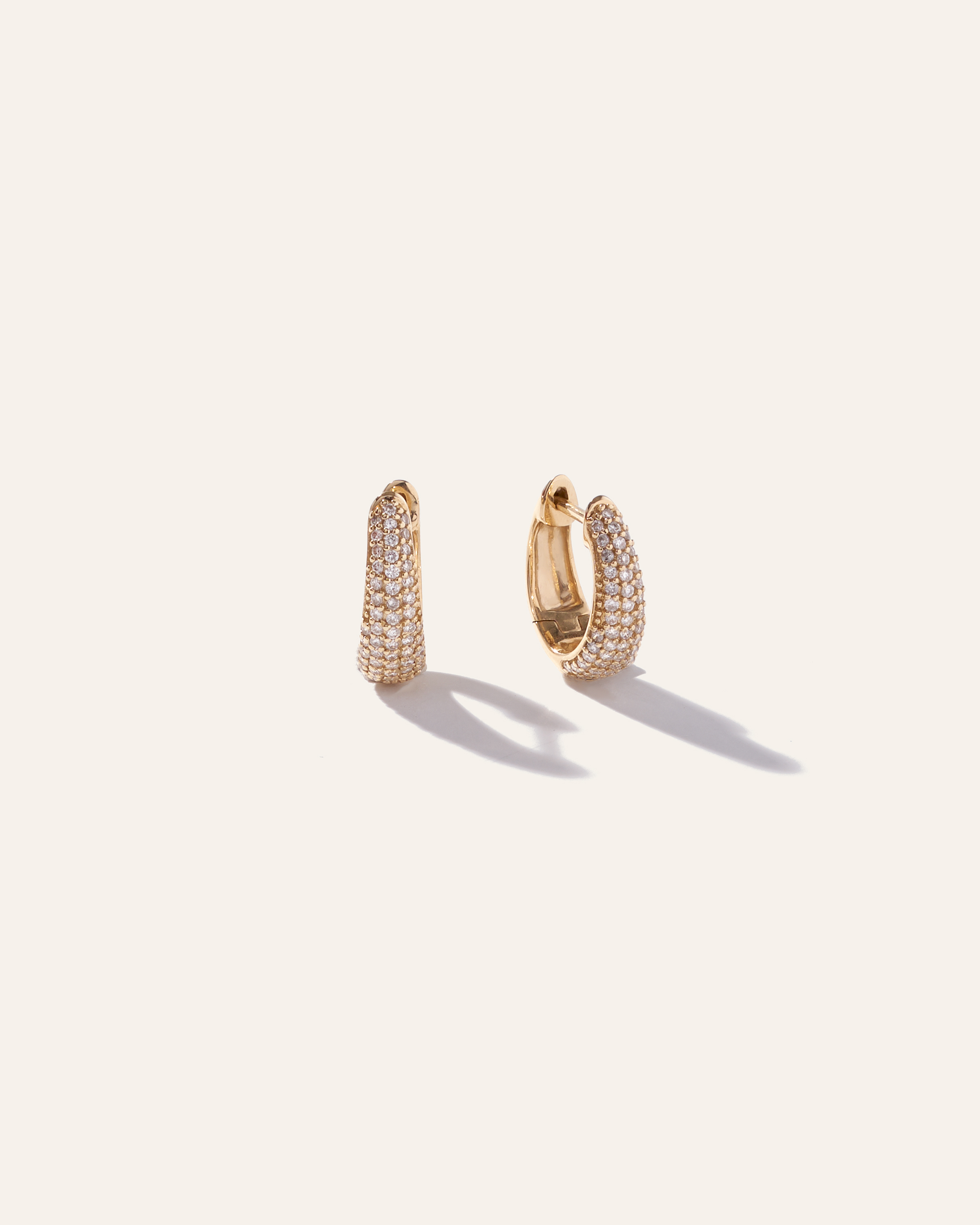 Quince Women's 14k Gold Pave Diamond Teardrop Huggie Hoop Earrings