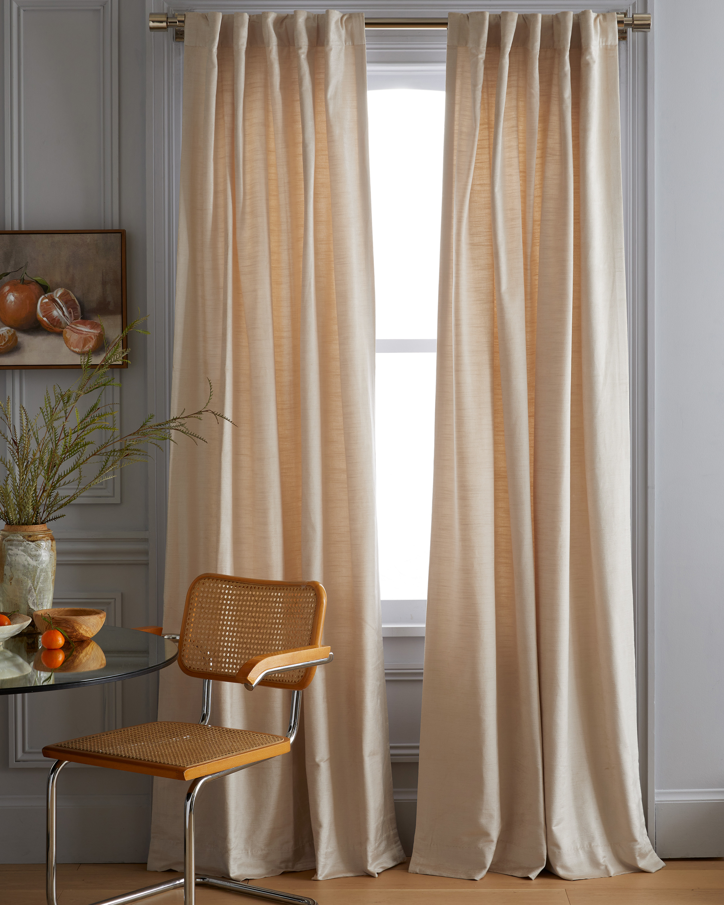Quince Luster Velvet Curtain In Champagne