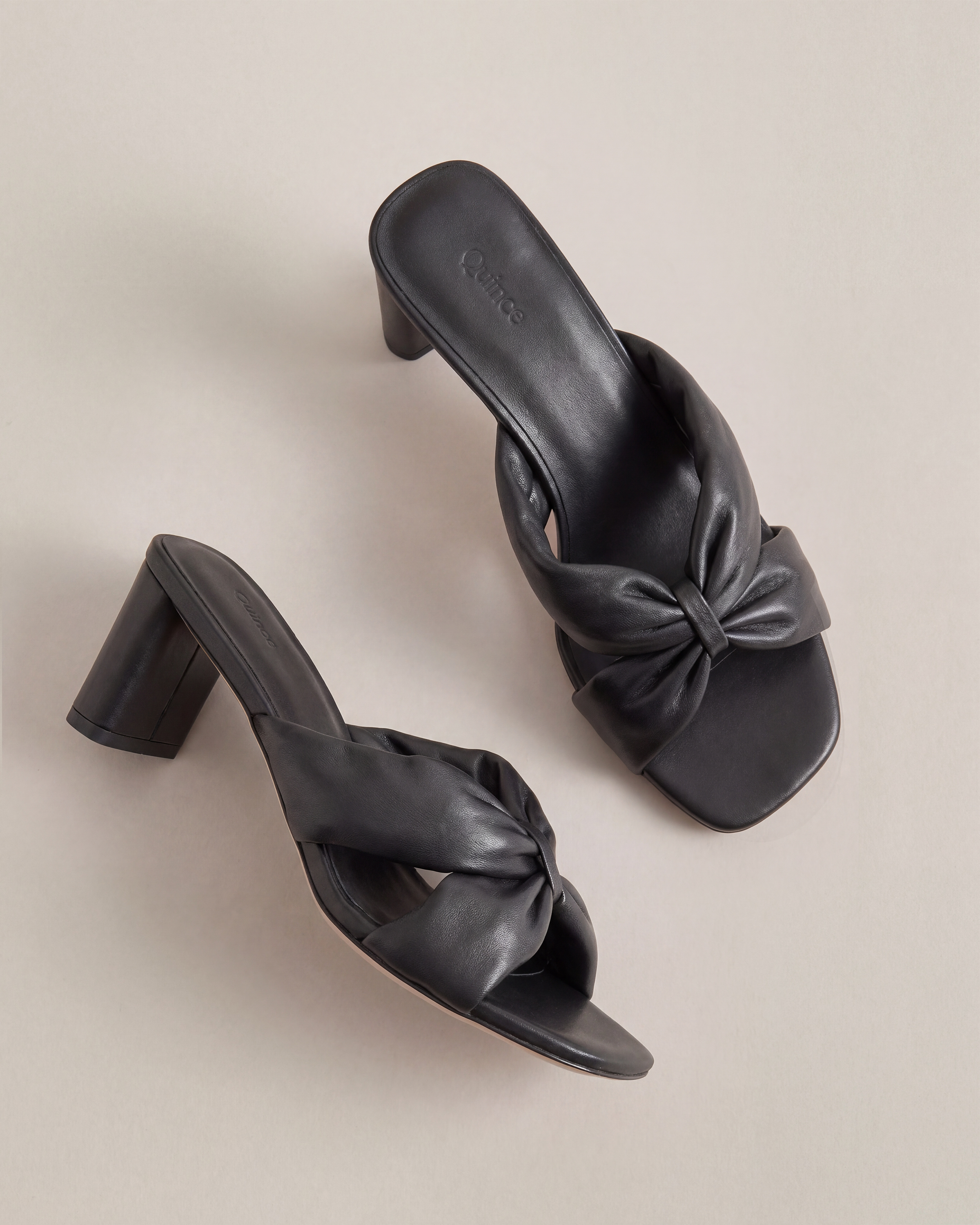 Italian Leather Twist Mid Heel Mule
