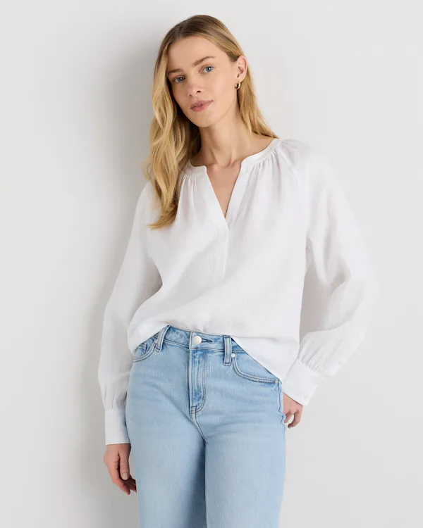 100% European Linen Peasant Top