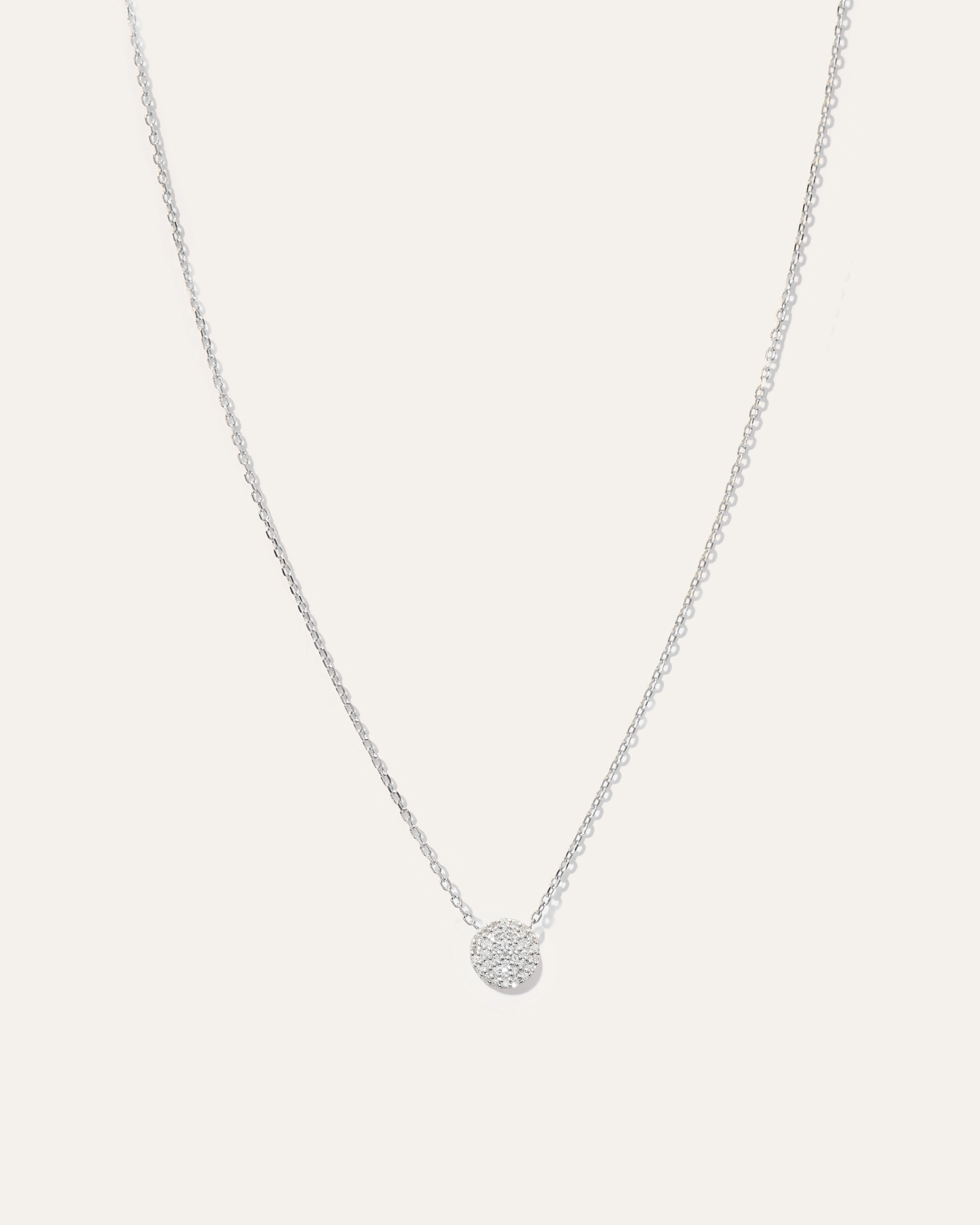 Quince Women's 14k Gold Pave Diamond Disc Necklace In White Gold