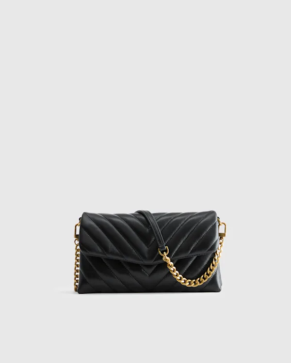 Italian Leather Quilted Wallet Crossbody
