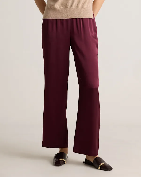 100% Washable Silk Drawstring Wide Leg Pants