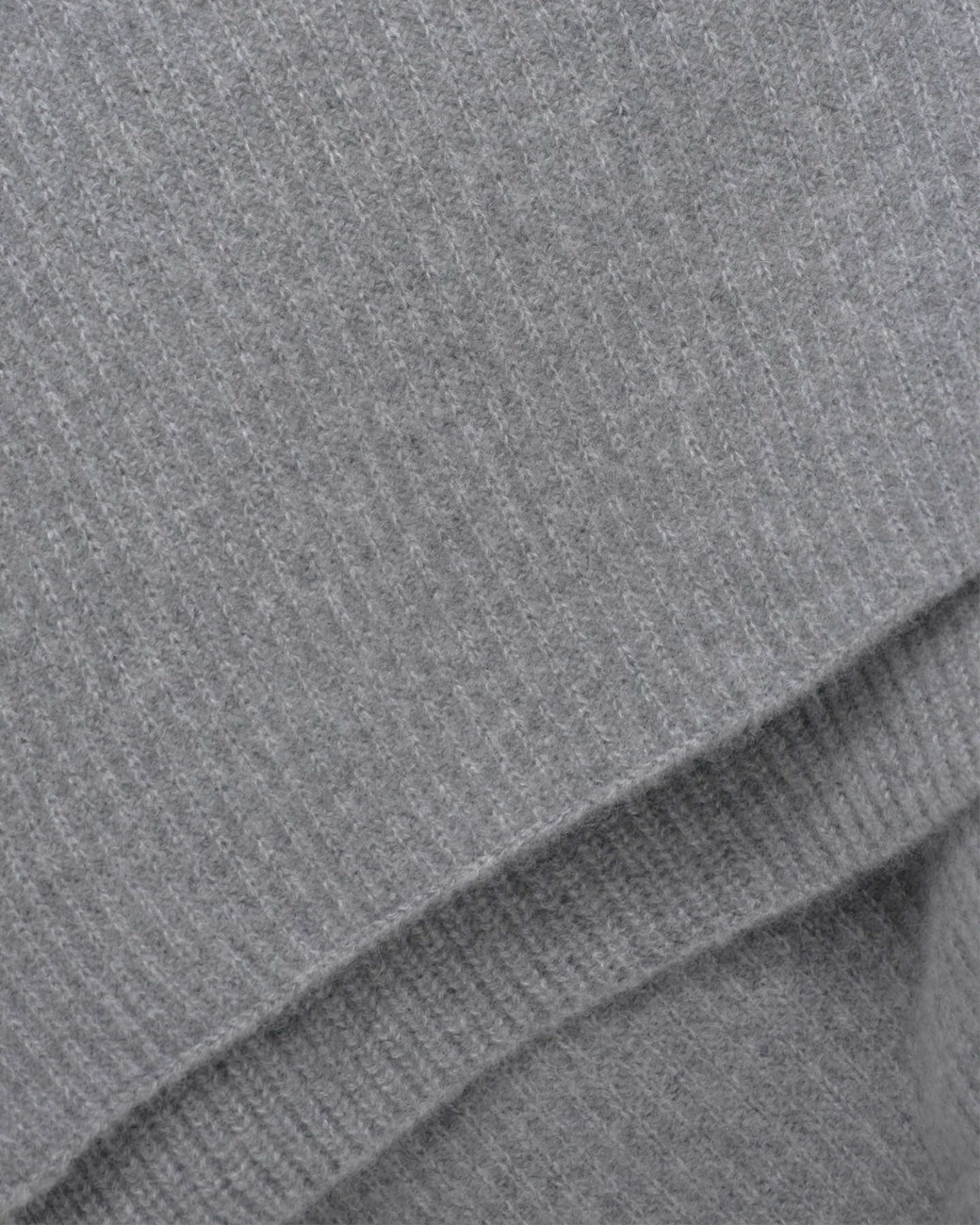 Ribbed Knit Cashmere Throw - Heather Grey - 1 - Thumbnail