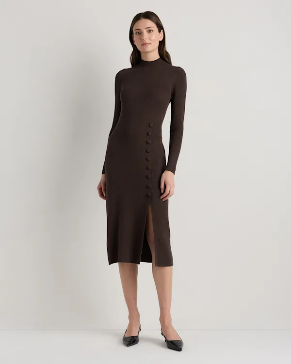 Cotton Cashmere Side Slit Midi Dress