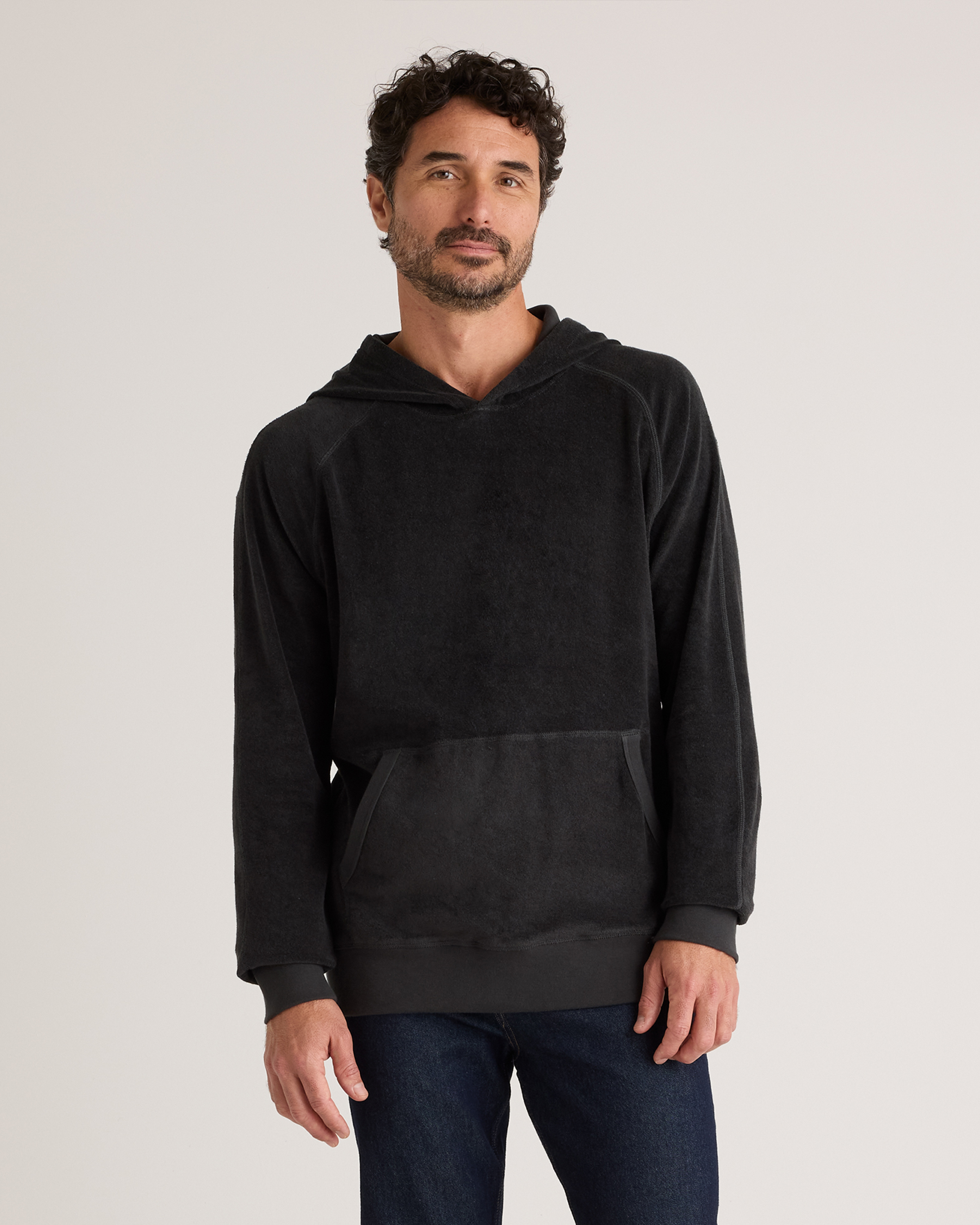 Quince Men's Terry Towel Pullover Hoodie In Charcoal