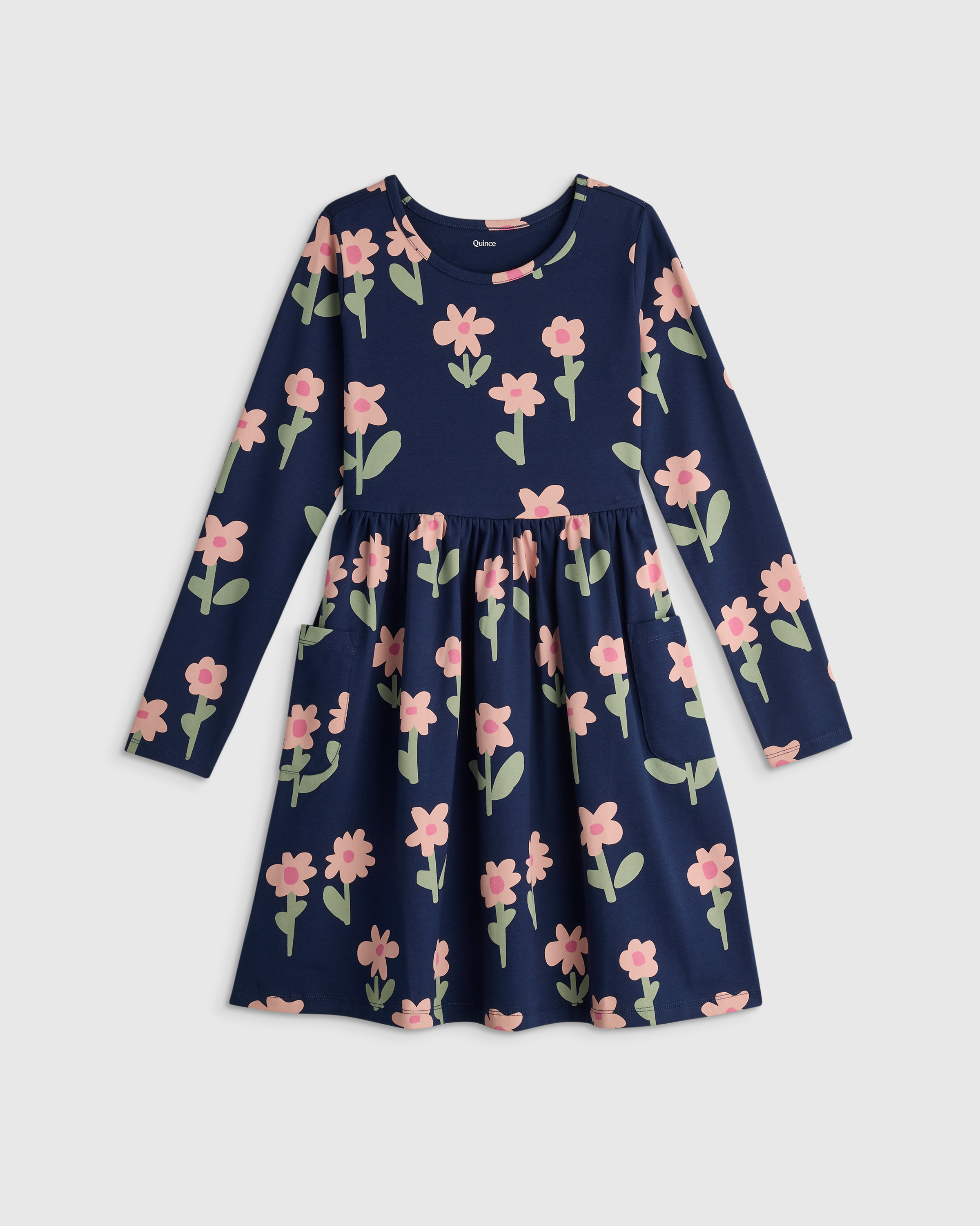 Organic Cotton Long Sleeve Fit and Flare Pocket Dress 