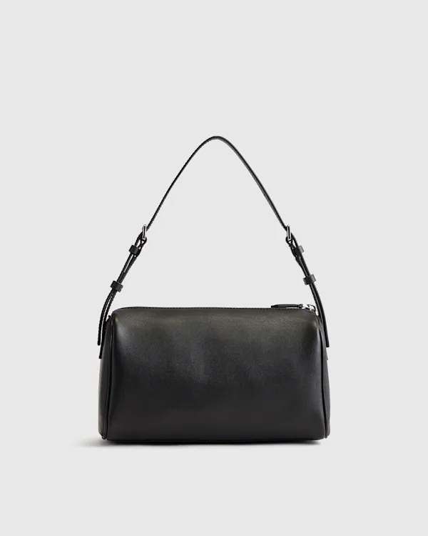 Italian Leather Mini Barrel Shoulder Bag