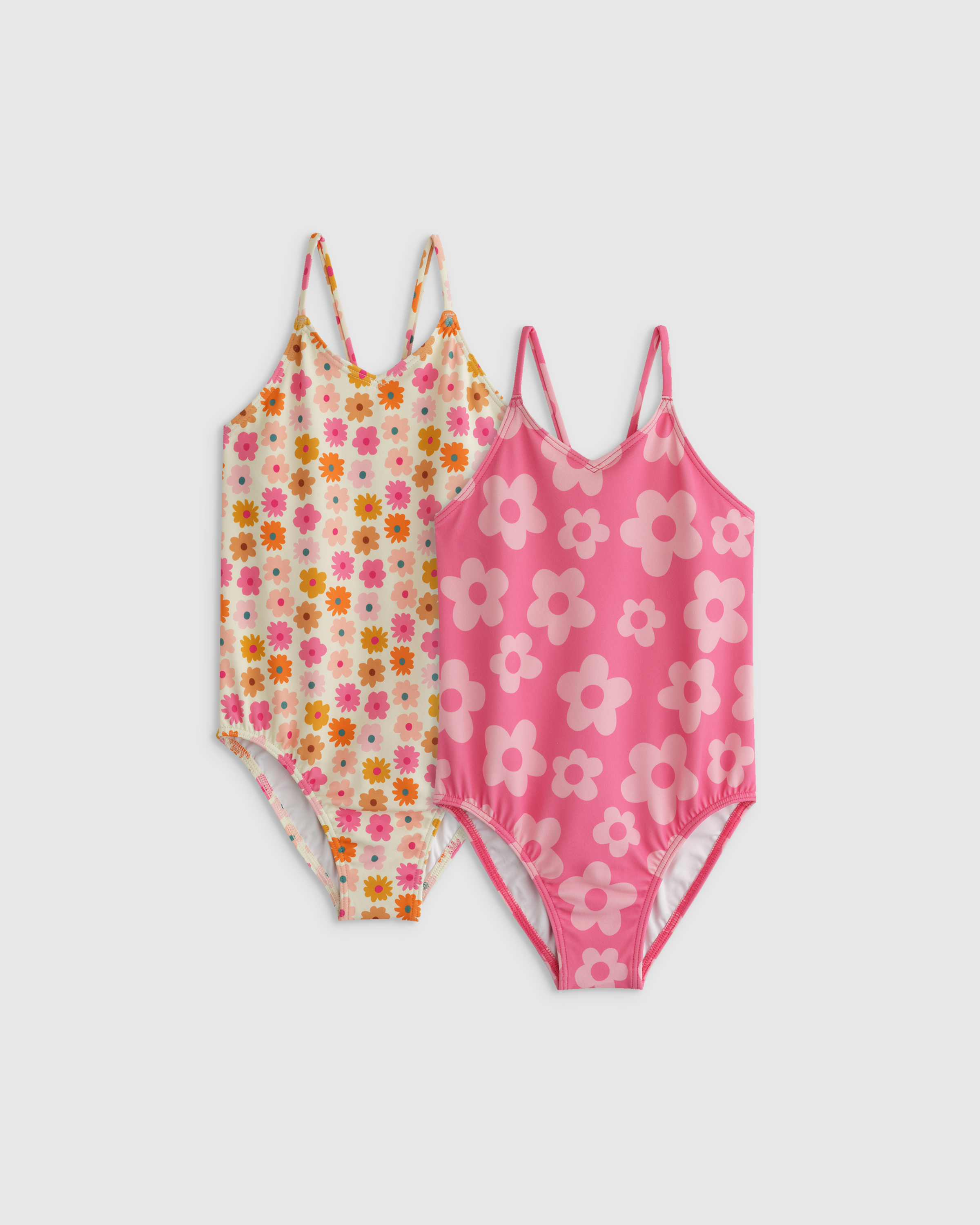 Shop Quince Sunsafe One-piece Swimsuit 2-pack, Size 5t, Recycled Polyester In Pink Daisy/multi Daisy