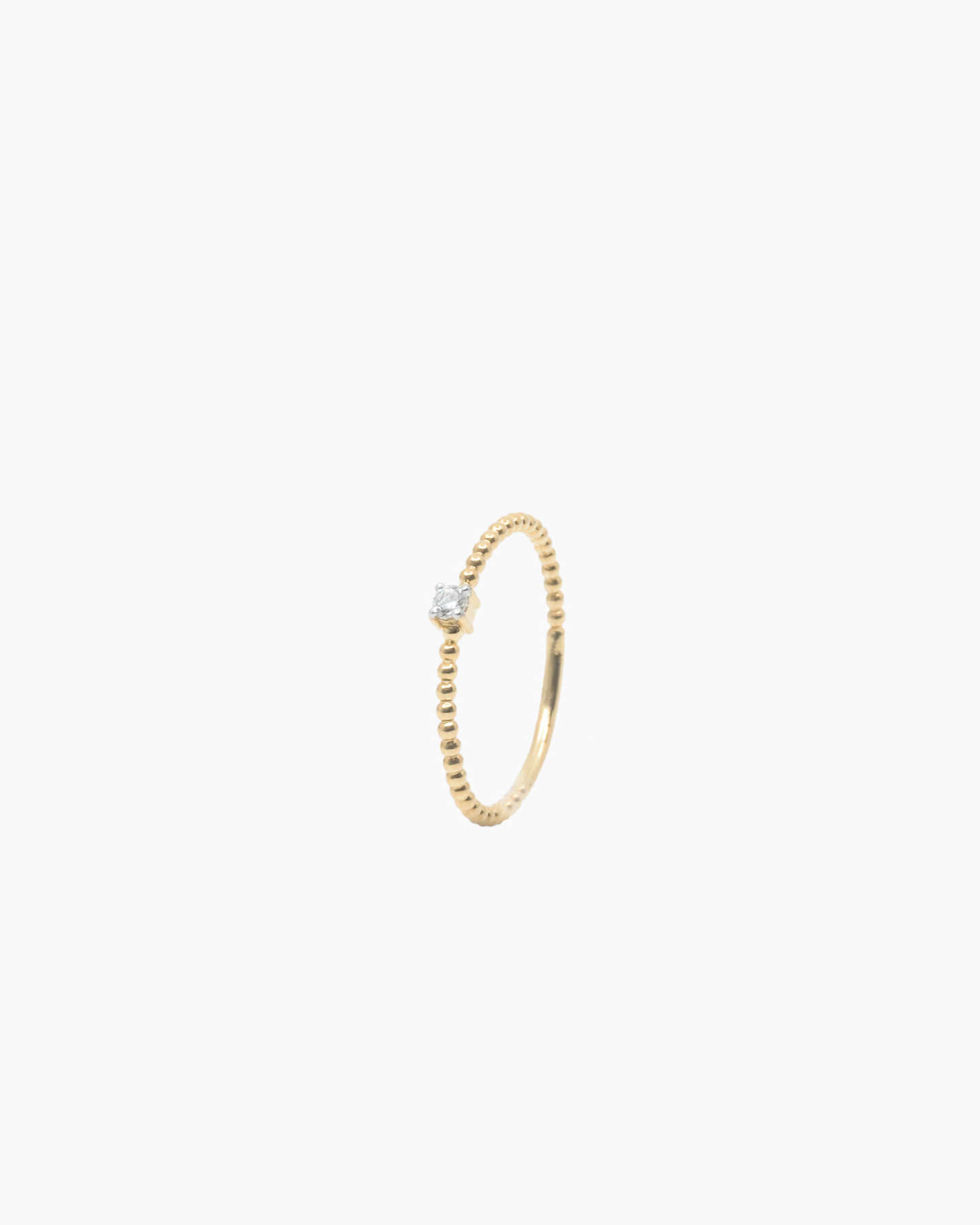 Diamond Beaded Ring - Yellow Gold