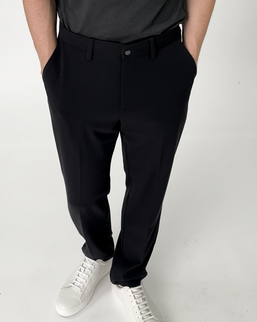 everyone 2tuck chino trousers (BLACK) everyone two tuck wide twill