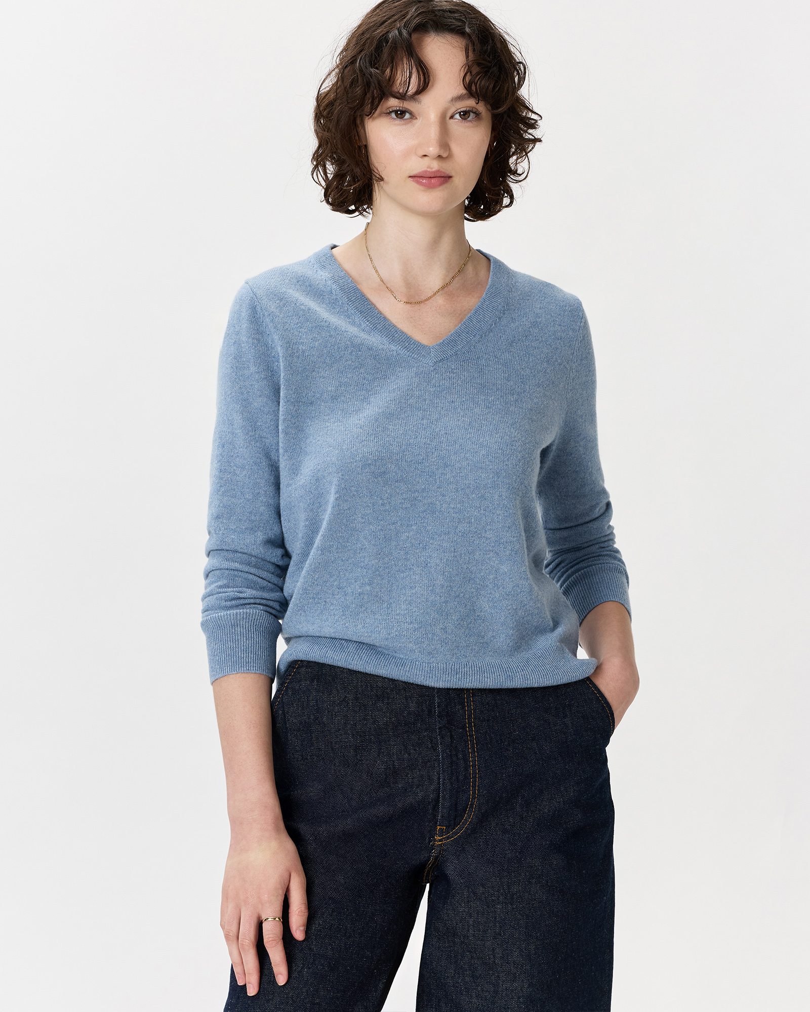 Mongolian Cashmere V-Neck Sweater