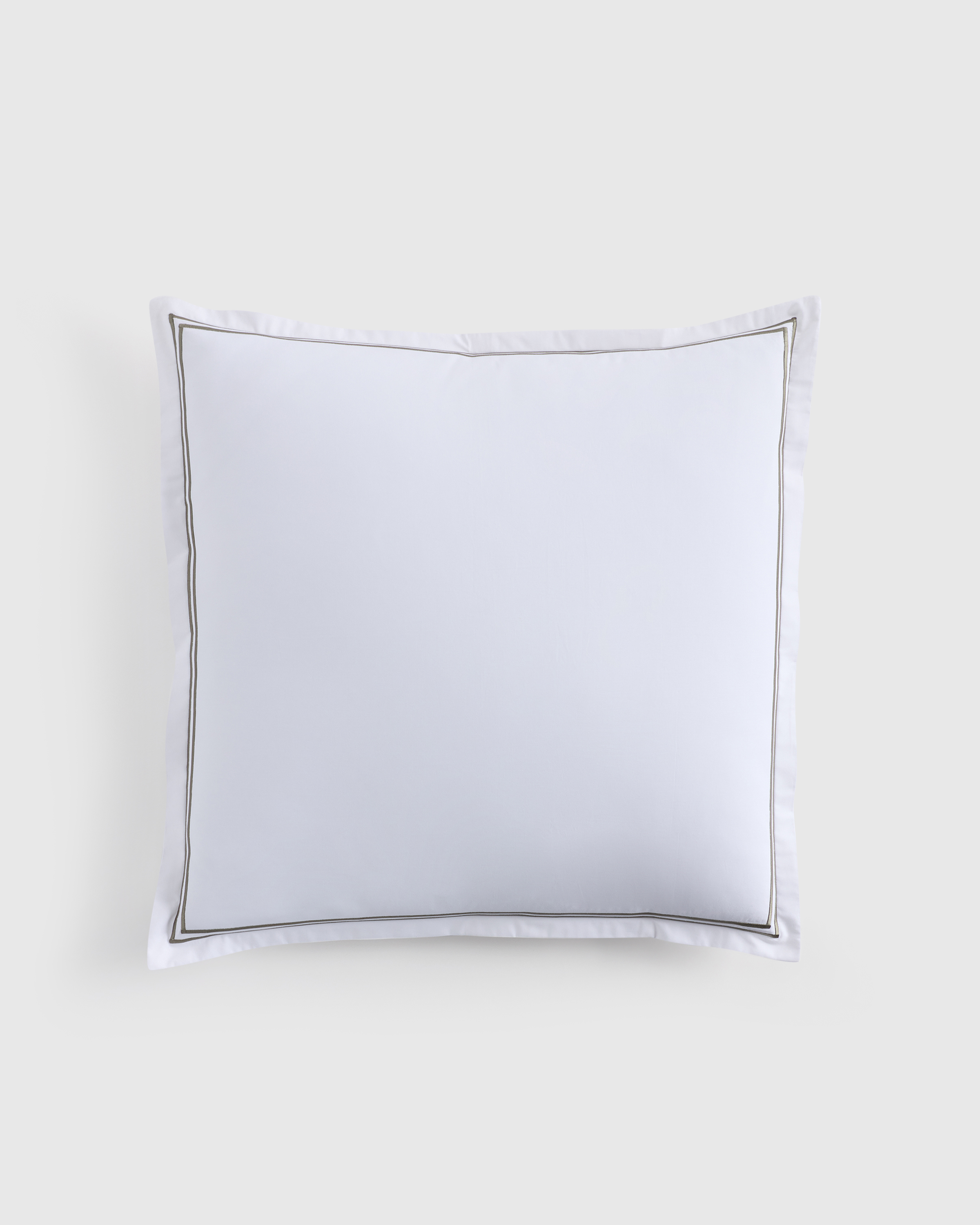 Classic Organic Percale Embellished Euro Sham in White/Dusty Olive
