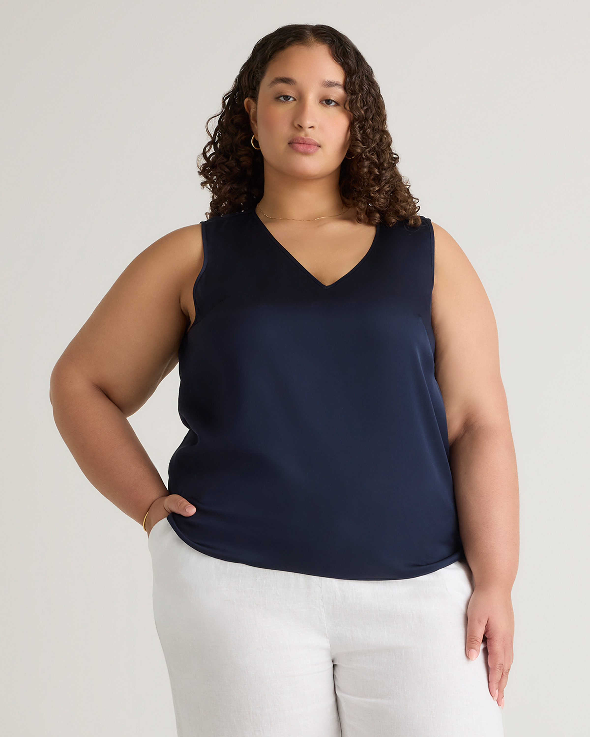 Shop Quince Women's Washable Stretch Silk Tank Top In Navy