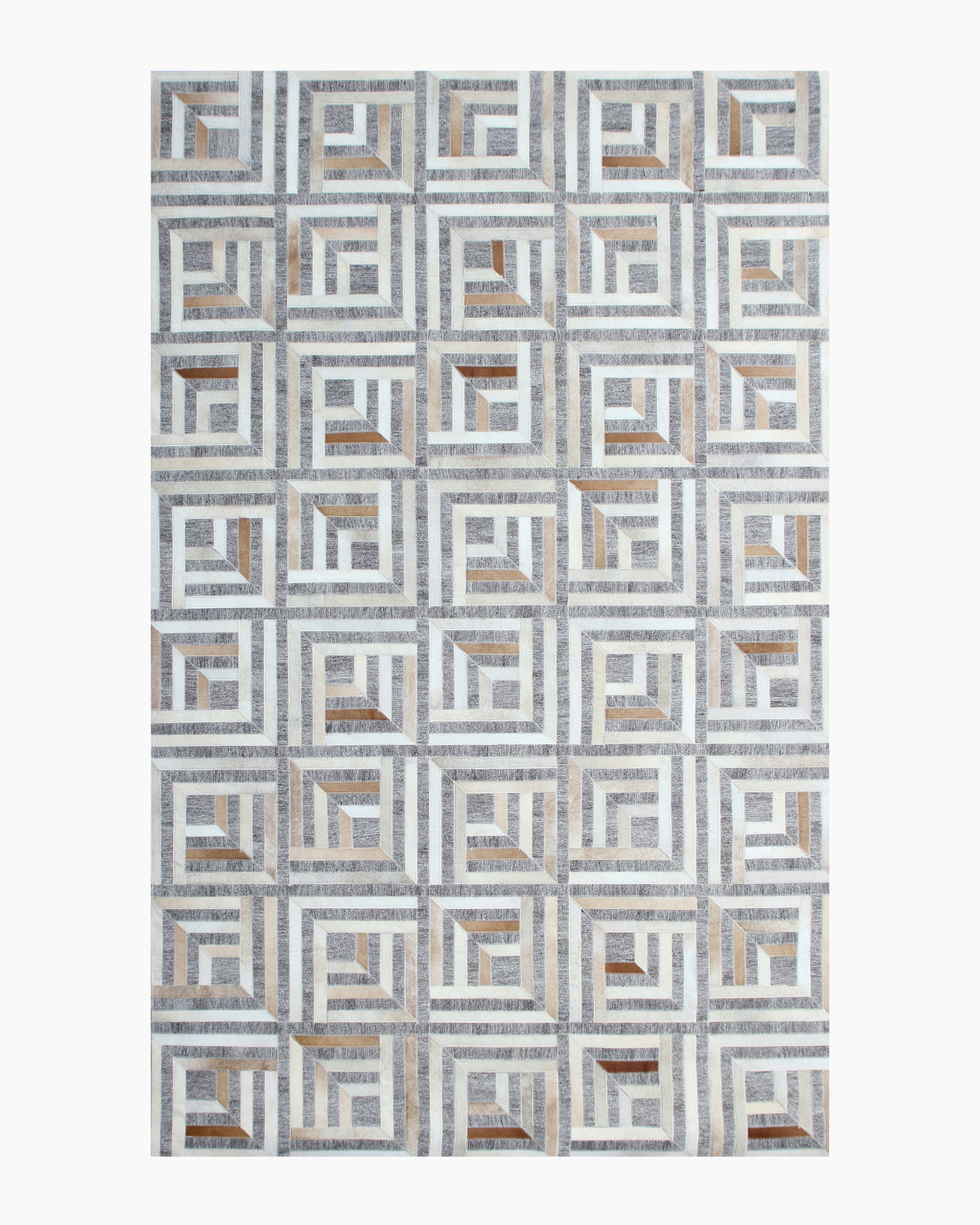 Geometric Hair on Hide Rug