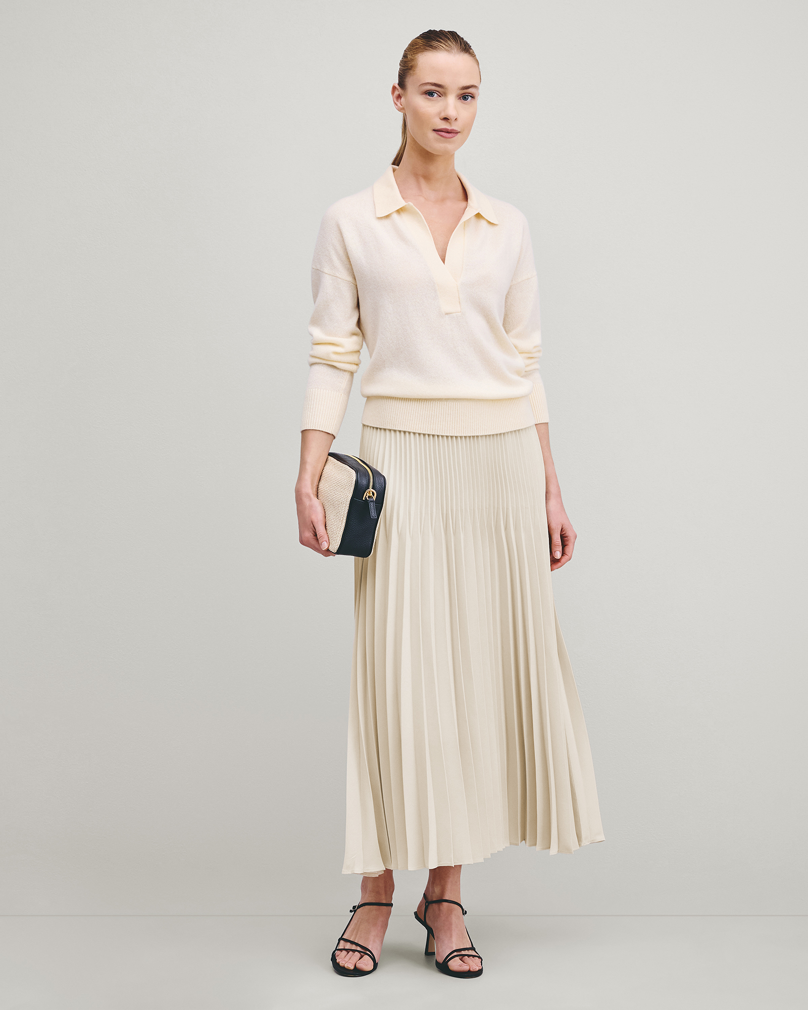Pleated Matte Midi Skirt