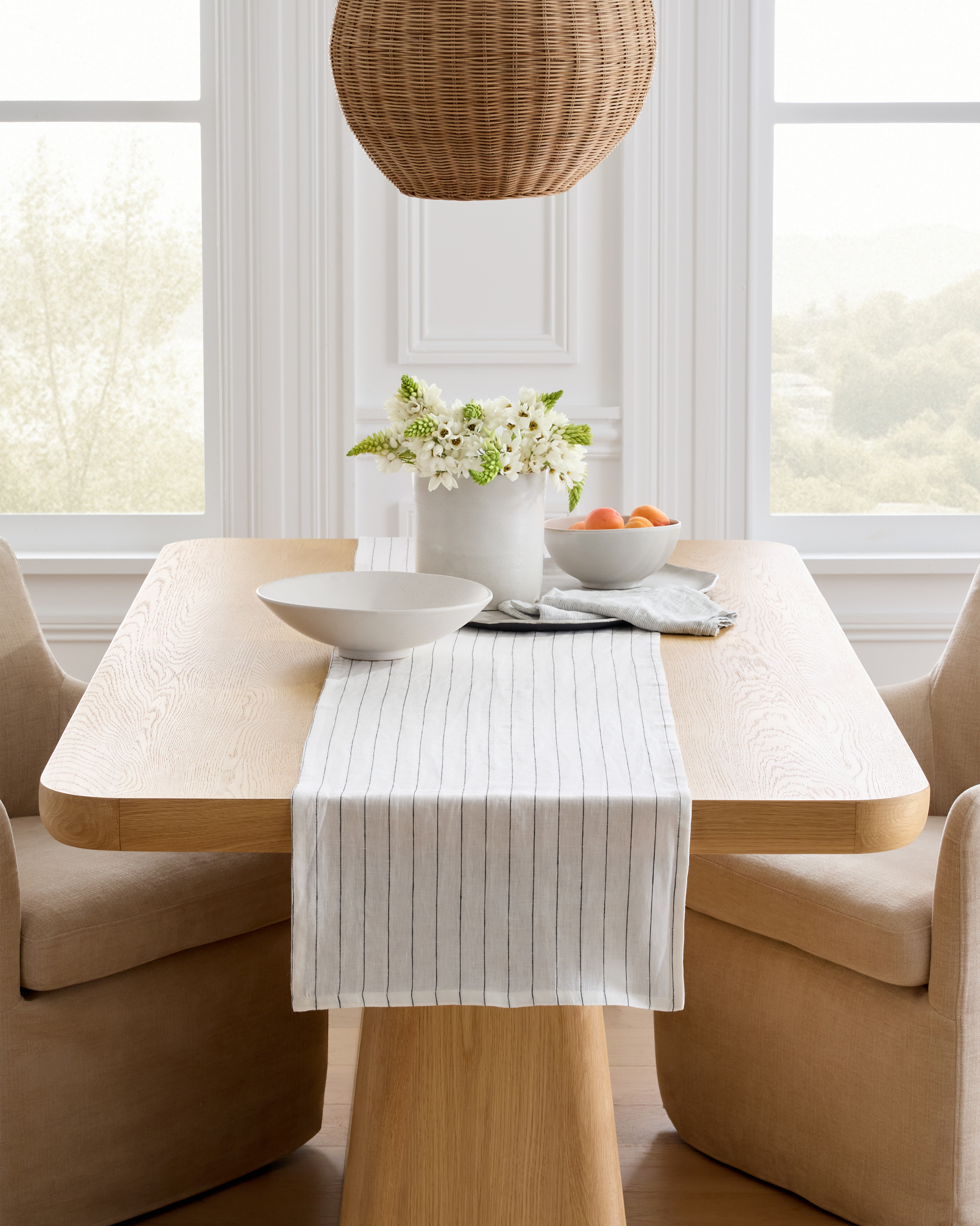European Linen Pencil Stripe Table Runner 