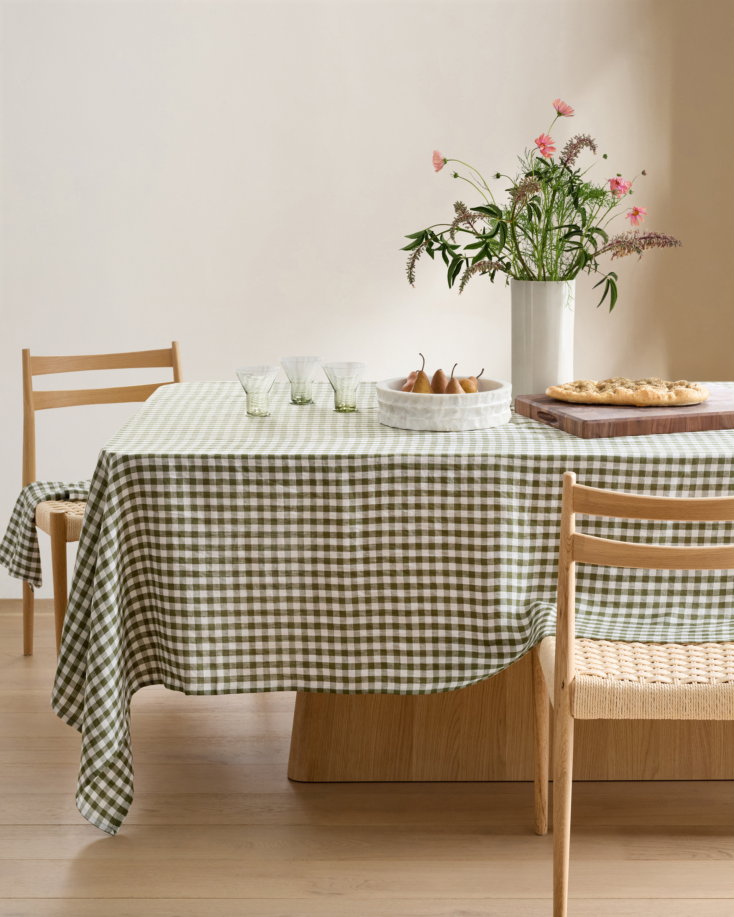 European Linen Gingham Tablecloth