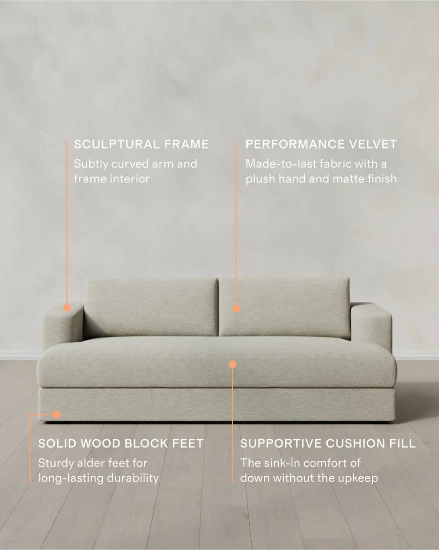 velvet sofa 84 flax